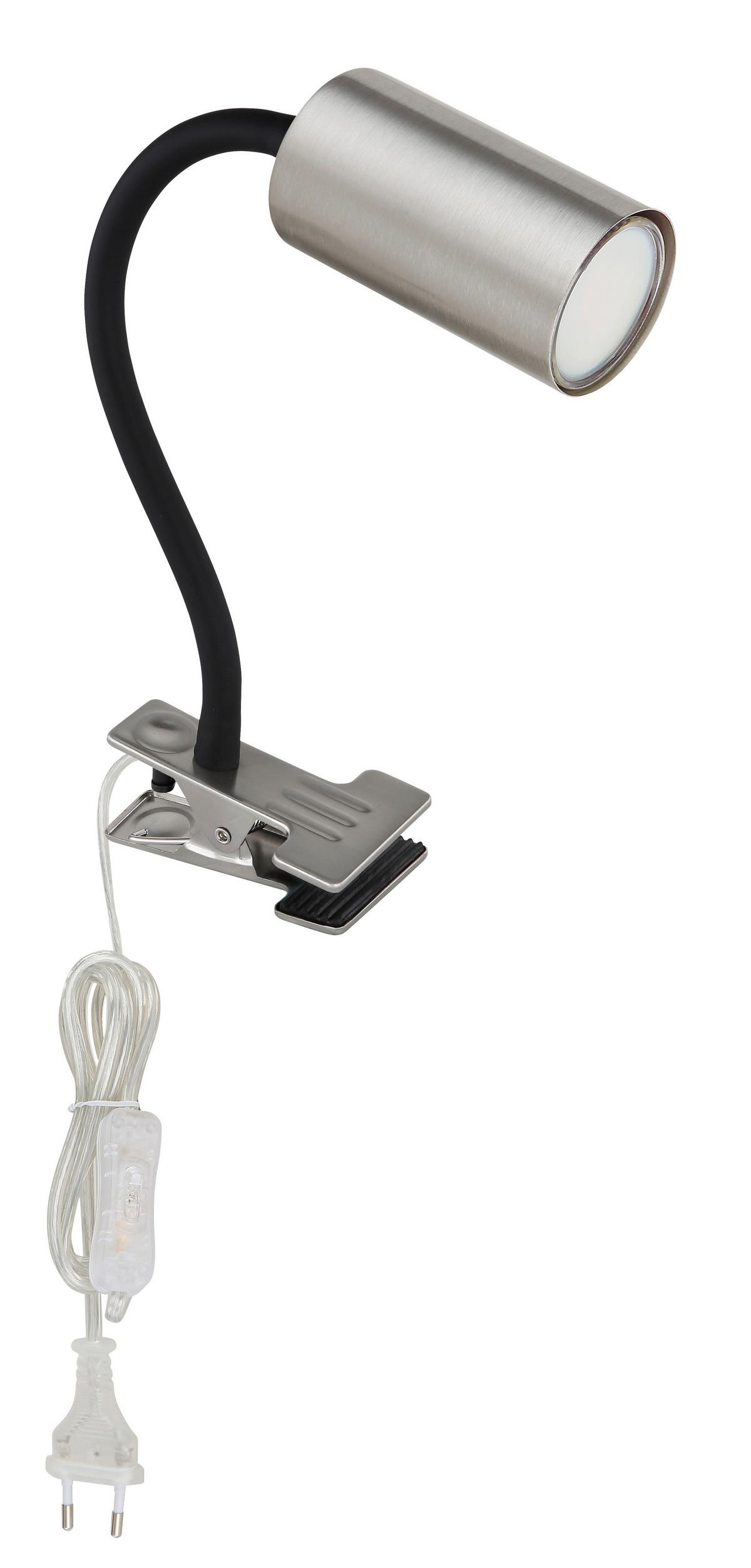 Klemmleuchte 57911k - Schwarz/Nickelfarben, Basics, Kunststoff/Metall (10/5,5/41,5cm) - Globo