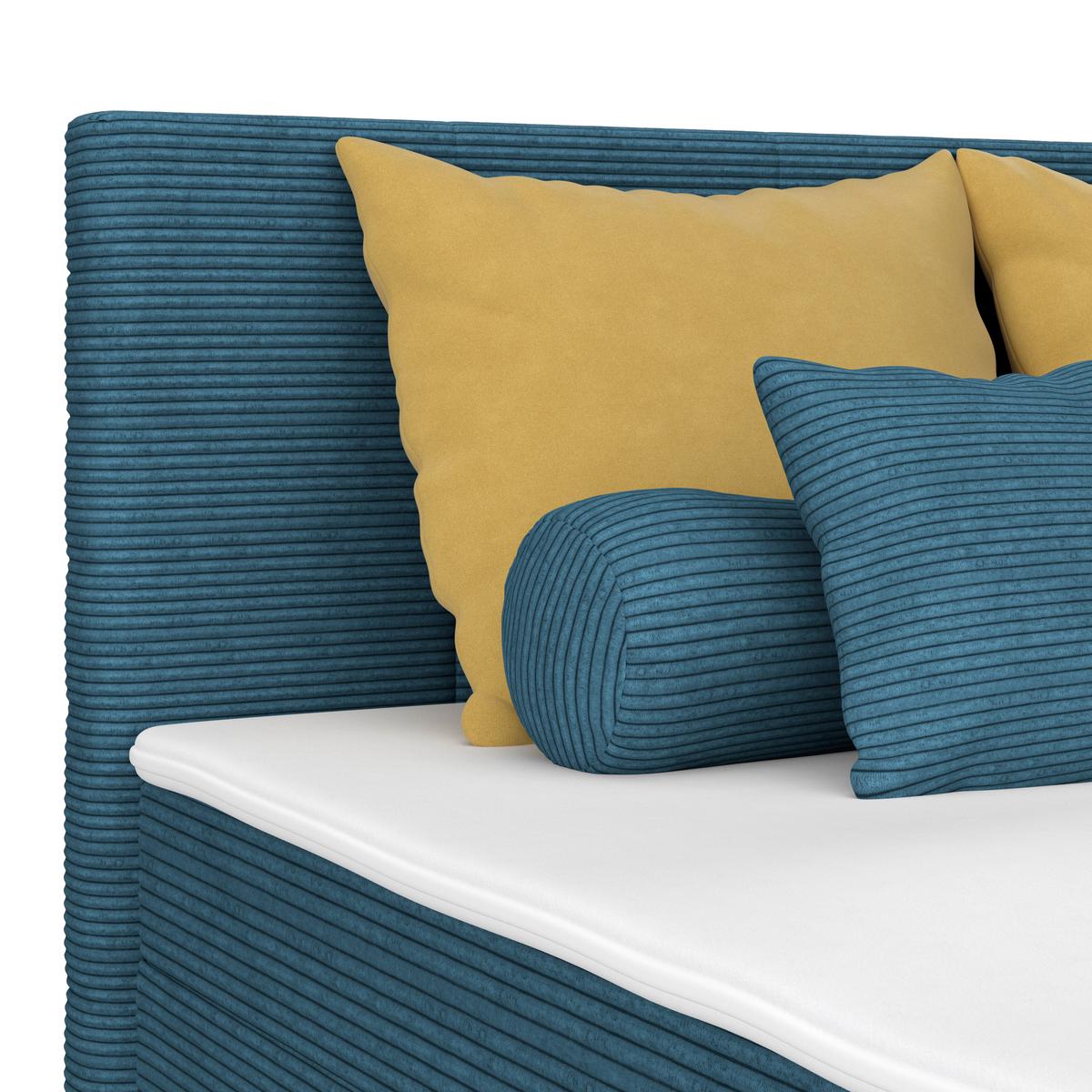 Čalúnená posteľ ADRIA 160x200 cm,modrá - modrá/chrómová, Konventionell, drevo/textil (160/200cm)