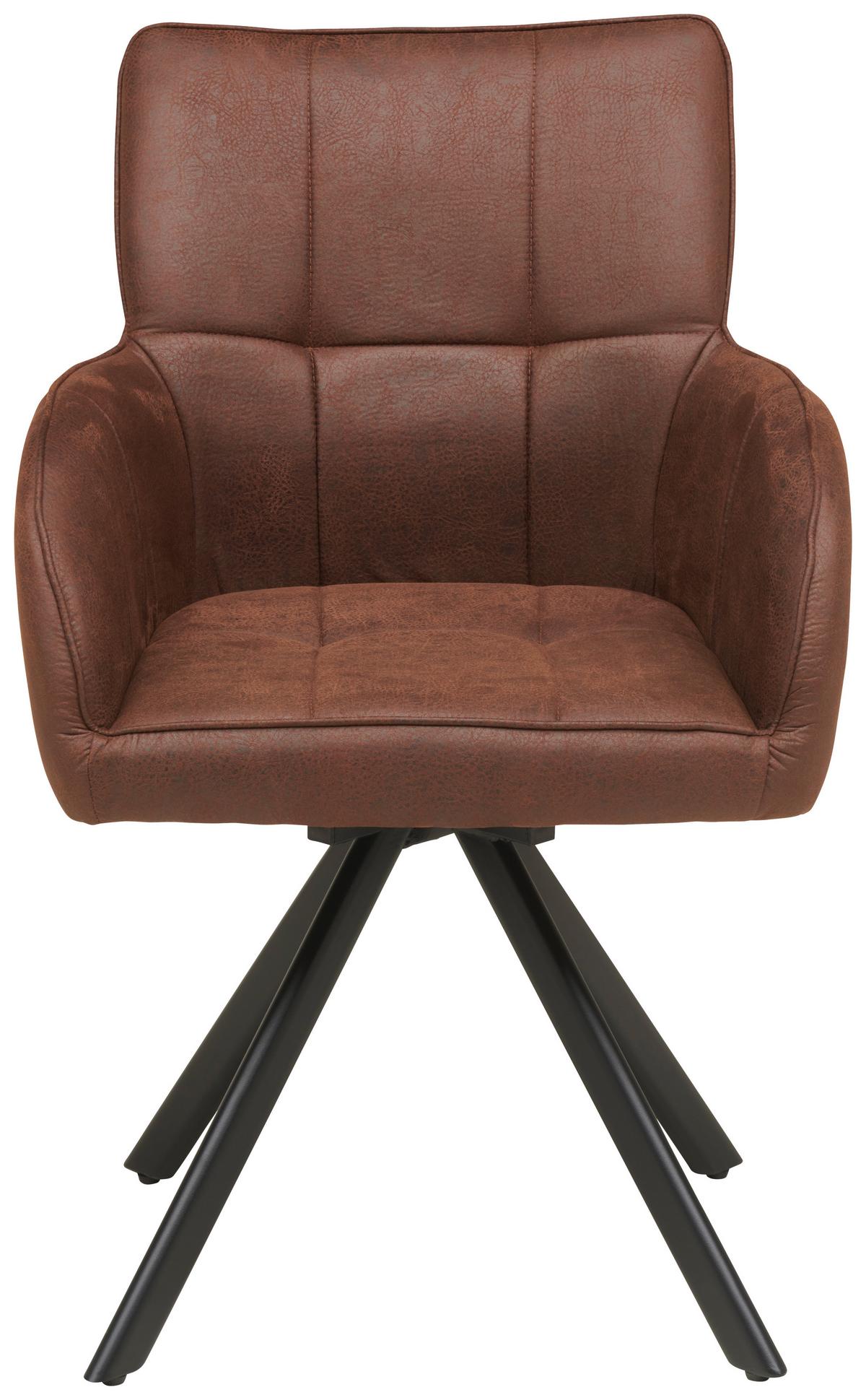 Armlehnstuhl Enna - Schwarz/Braun, KONVENTIONELL, Textil/Metall (59/84.5/62.5cm) - Livetastic