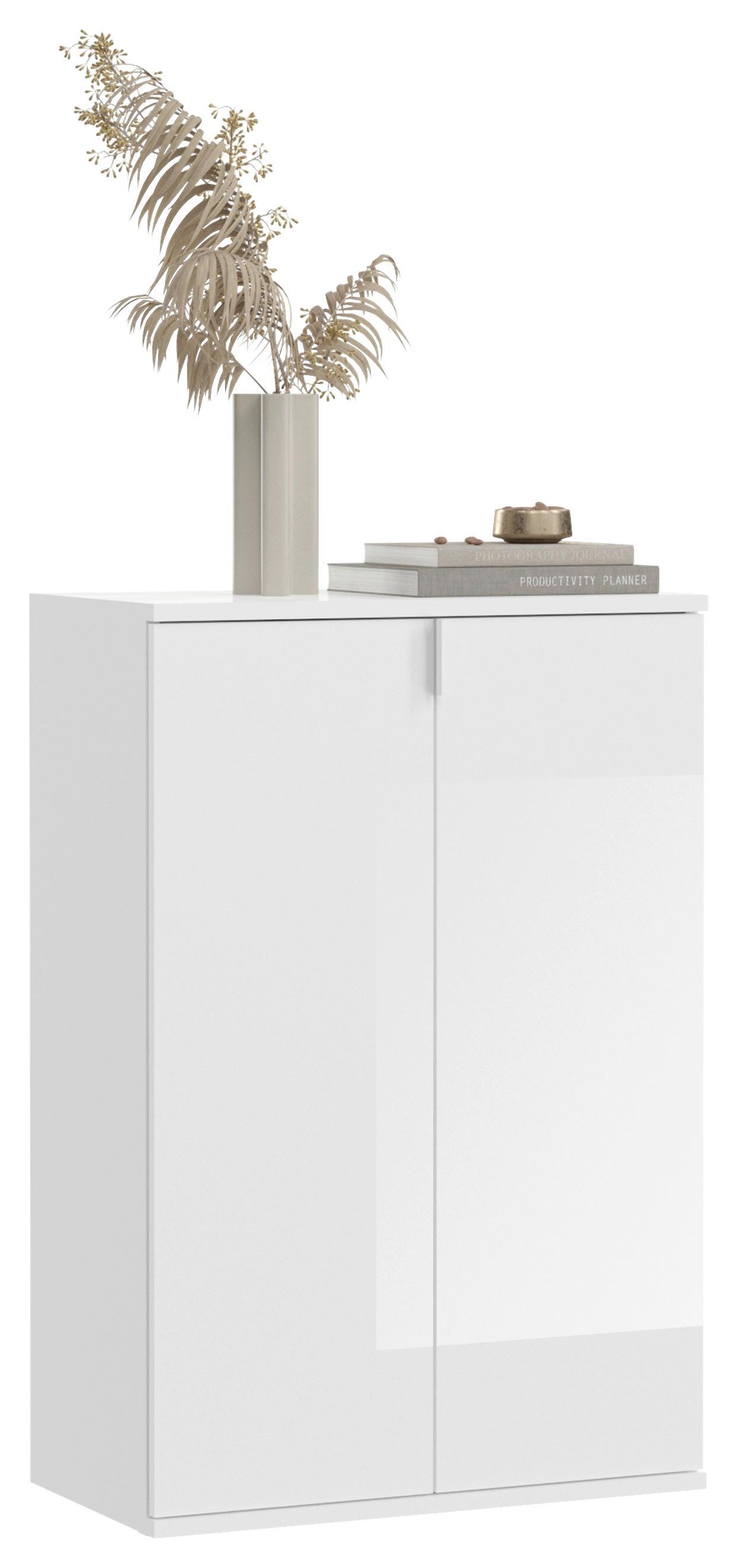 Kommode  B: 61 cm Projekt X Weiß - Weiß Hochglanz/Schwarz, MODERN, Holzwerkstoff (61/99/34cm) - MID.YOU