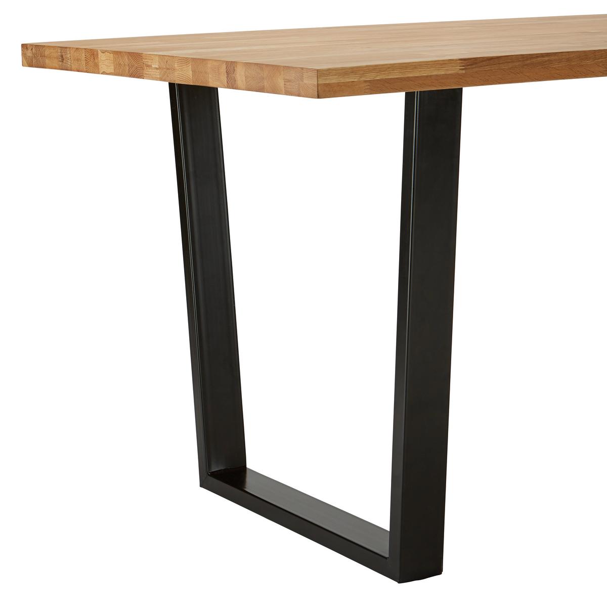 Stůl z masivu Kayla 180x90 cm - černá/barvy dubu, Moderní, kov/dřevo (180/90/76cm) - Bessagi Home