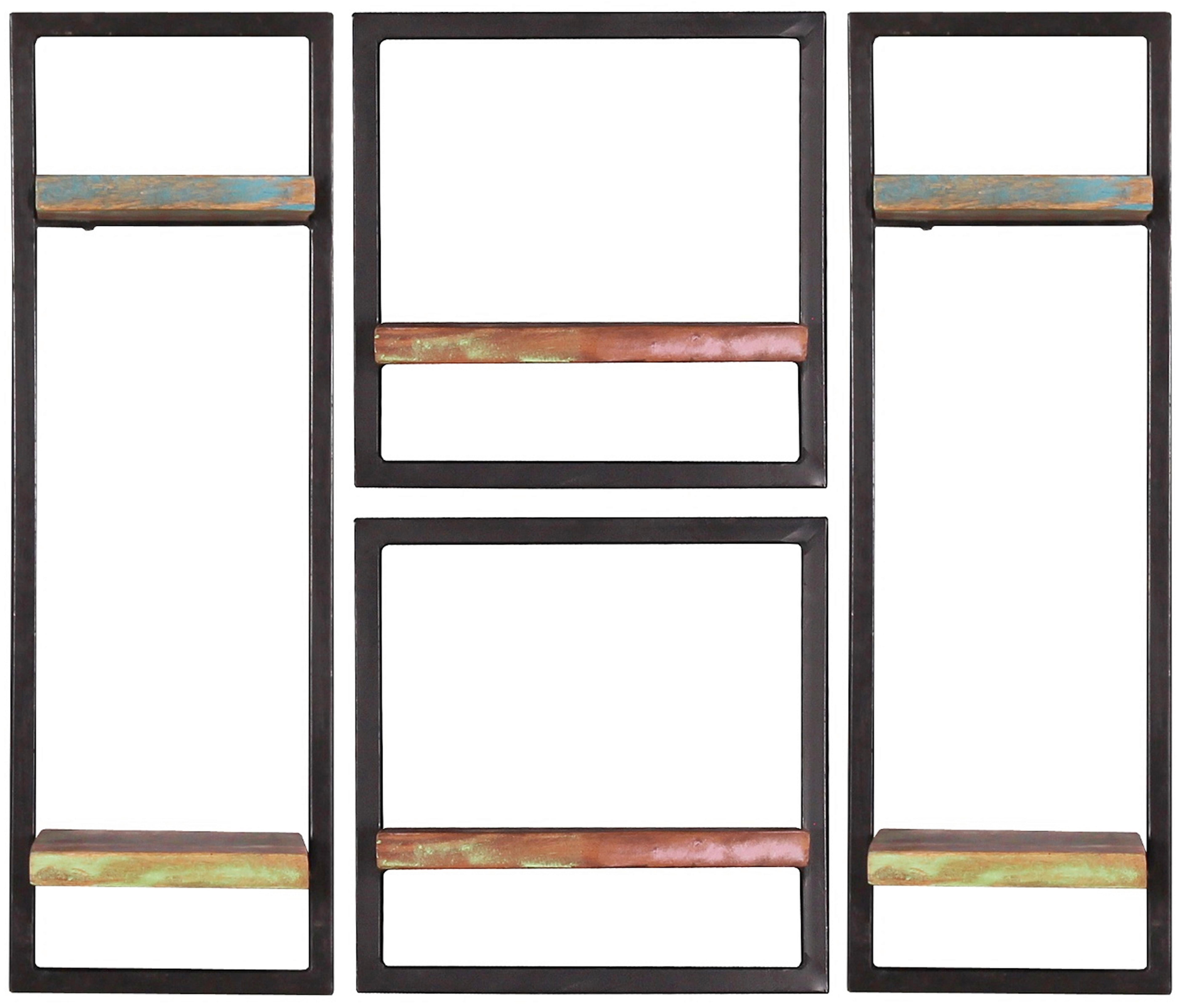 Wandregalset 4-tlg. Altholz/Schwarz - Multicolor/Schwarz, Design, Holz/Metall (95/75/25cm) - MID.YOU