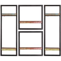 Wandregalset 4-tlg. Altholz/Schwarz - Multicolor/Schwarz, Design, Holz/Metall (95/75/25cm) - MID.YOU