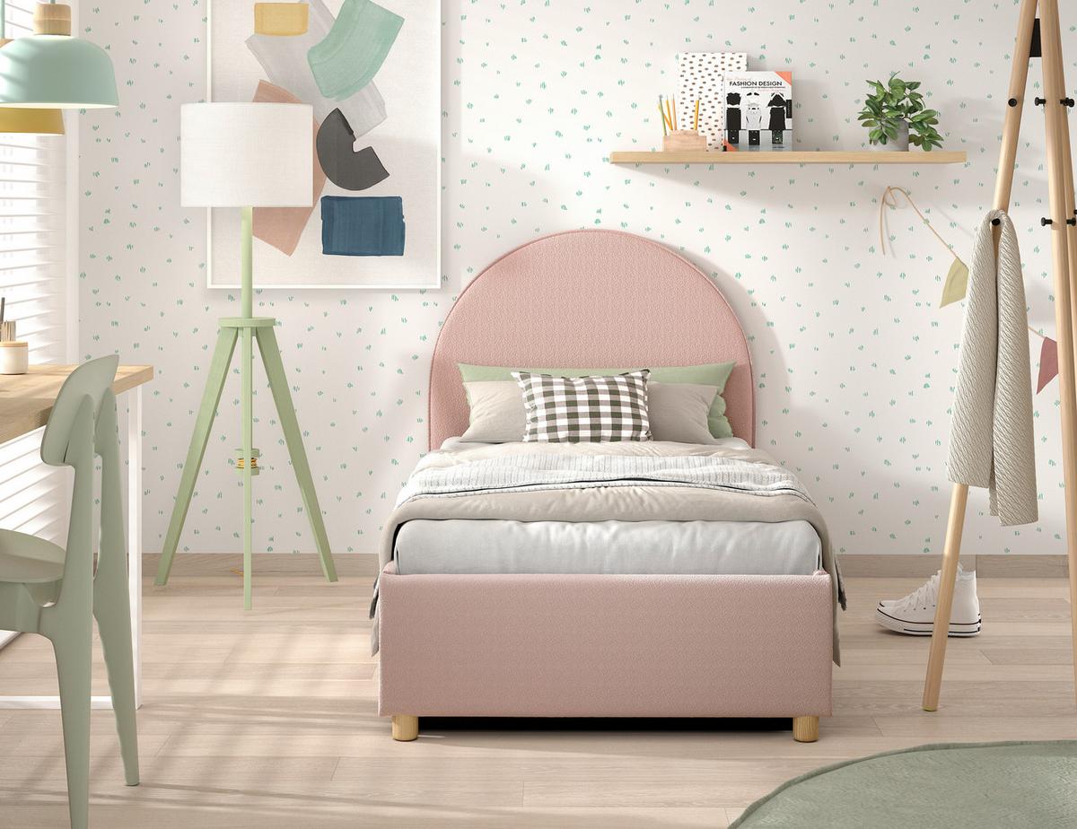KINDER-/JUNIORBETT Moon Rosa 90x200cm - Rosa/Naturfarben, ROMANTIK / LANDHAUS, Holz/Textil (90/200cm) - Vipack