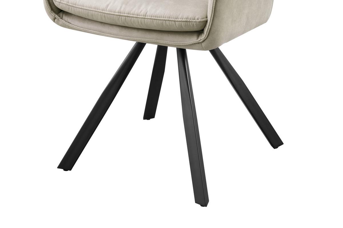 Armlehnstuhl Luna drehbar beige, B: 57cm - Beige/Schwarz, MODERN, Holz/Textil (57/90/62cm)