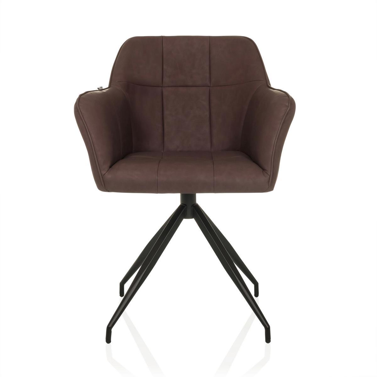 Armlehnstuhl Elverum Dunkelbraun B: 61 Cm - Dunkelbraun/Schwarz, MODERN, Leder/Metall (61/90/56cm) - MID.YOU