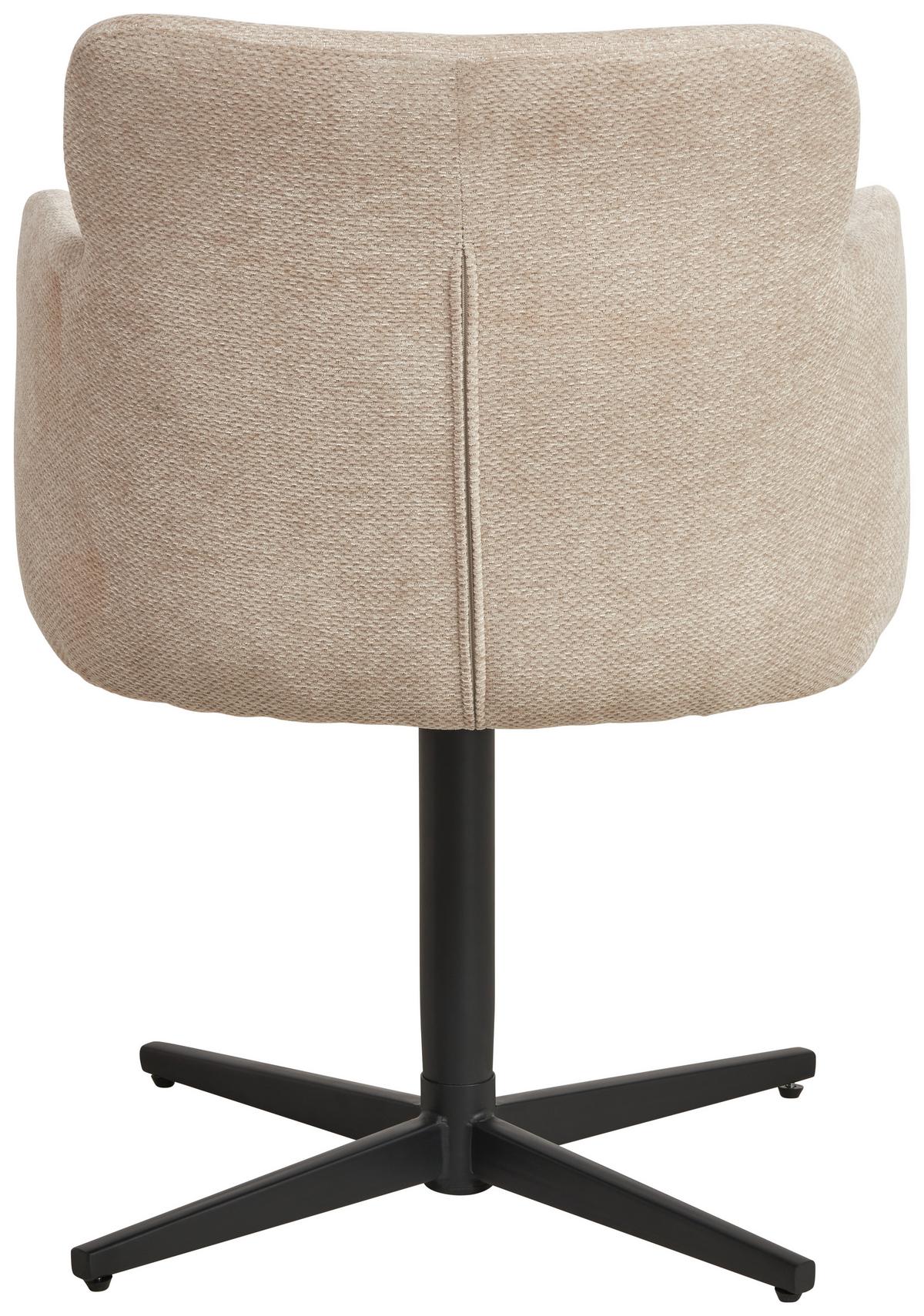 Armlehnstuhl Matteo Webstoff Beige, B: 58,5 cm - Beige/Schwarz, KONVENTIONELL, Holz/Textil (58,5/85/63cm) - Livetastic