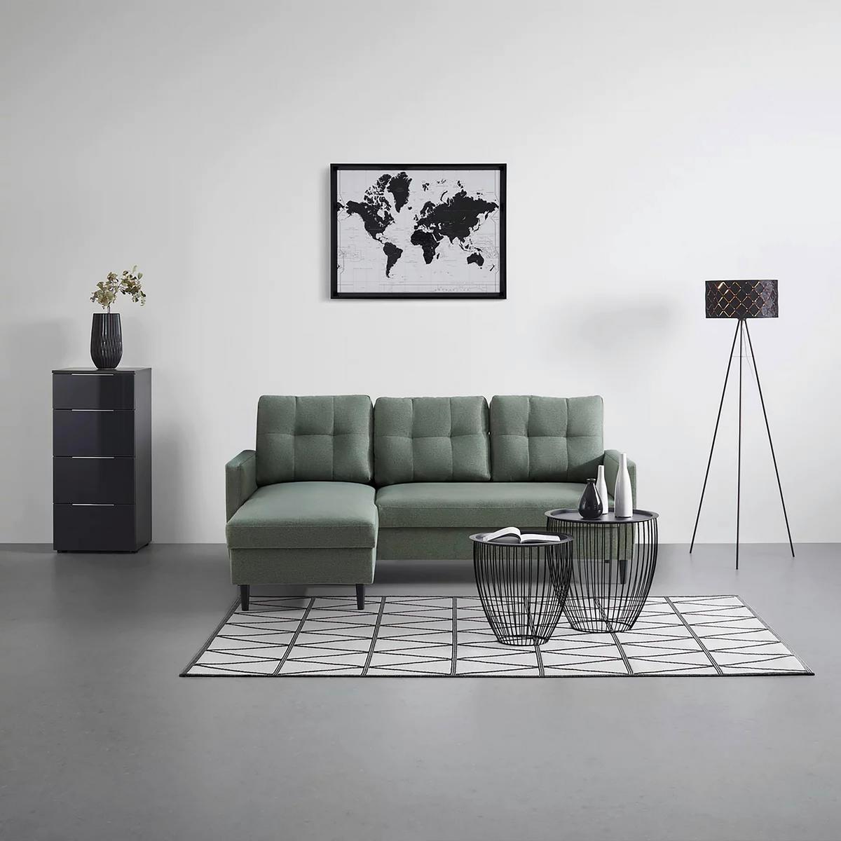 Sedací souprava BERGEN, oboustranná, mátově zelená - mátově zelená, Moderní, kov/dřevo (192/82/138cm) - Based