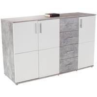Kommode B: 175,6 cm Ina, Beton Optik/Weiß - Weiß/Grau, MODERN, Holzwerkstoff (175,6/95,2/38,3cm)