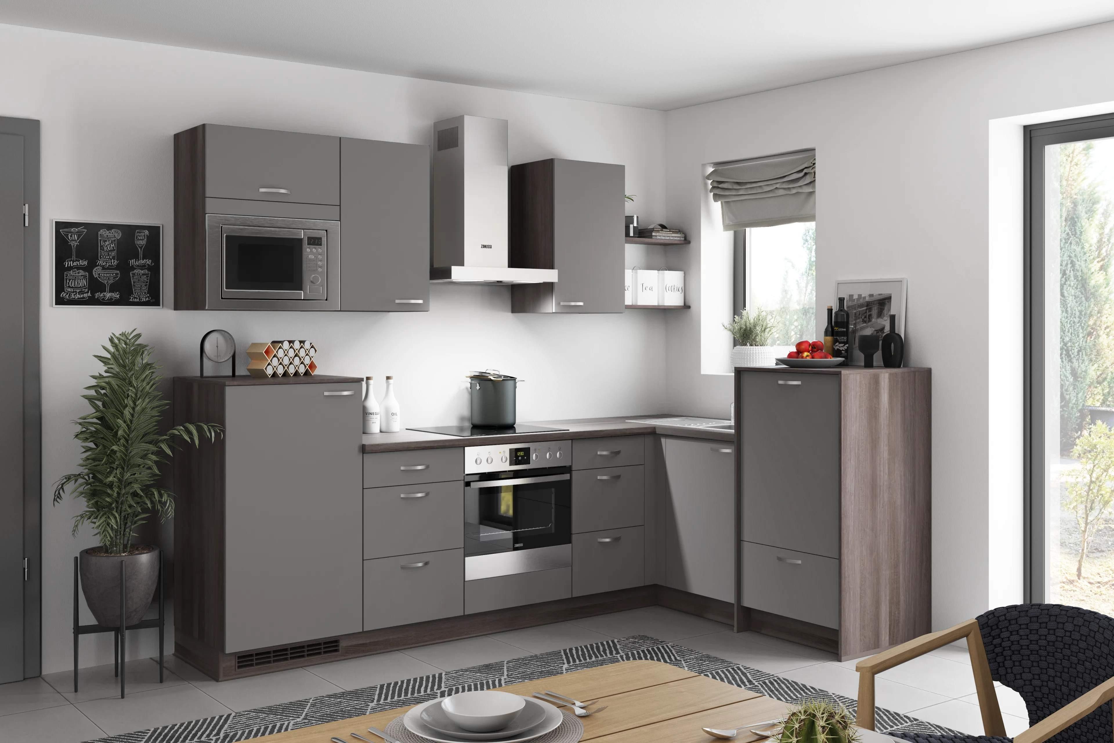 Eckküche Win - Anthrazit/Eiche grau, MODERN, Holzwerkstoff (280/178cm) - Express