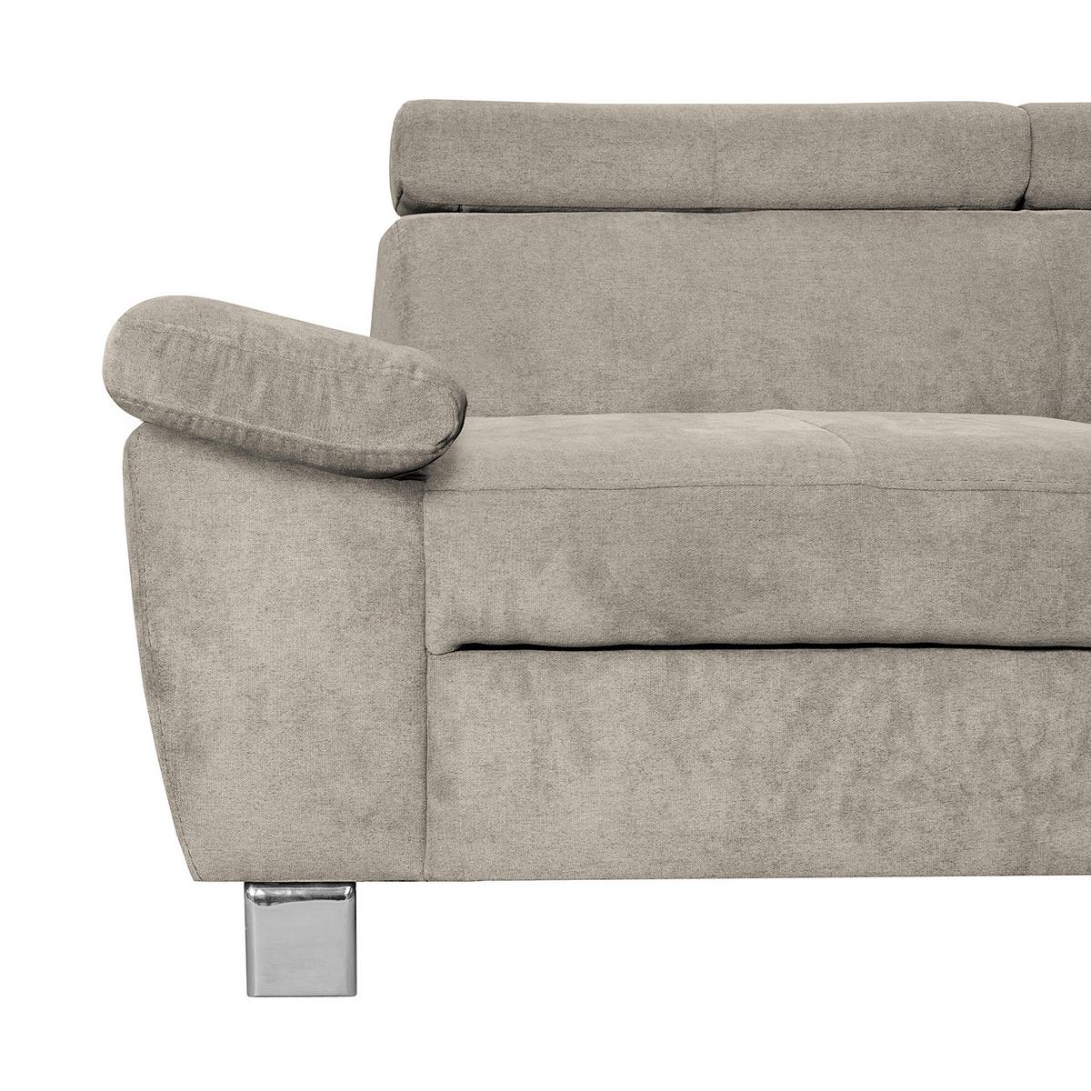 Ecksofa Lugano Mikrofaser Hellbraun 248x208 - Chromfarben/Hellbraun, Design, Textil (248/208cm) - Livetastic
