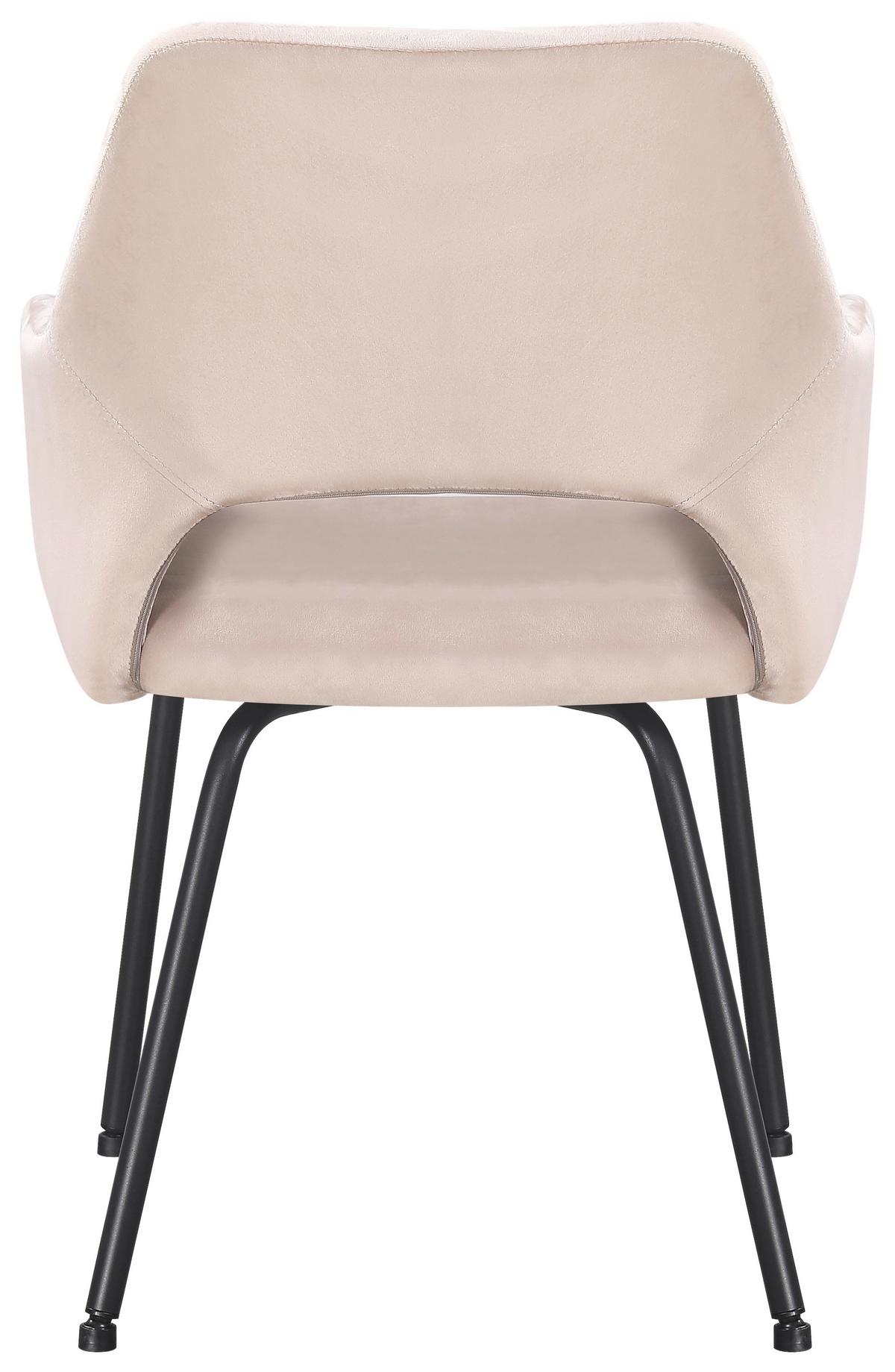 Armlehnstuhl Jonny Cord Beige, B: 58 Cm - Beige/Schwarz, KONVENTIONELL, Textil/Metall (58/86/59cm)