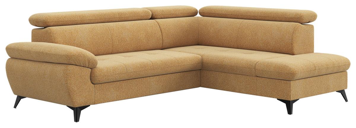 Ecksofa mit Bettfunktion Hudson, Chenille Orange - Schwarz/Orange, KONVENTIONELL, Textil (256/207cm) - Sembella