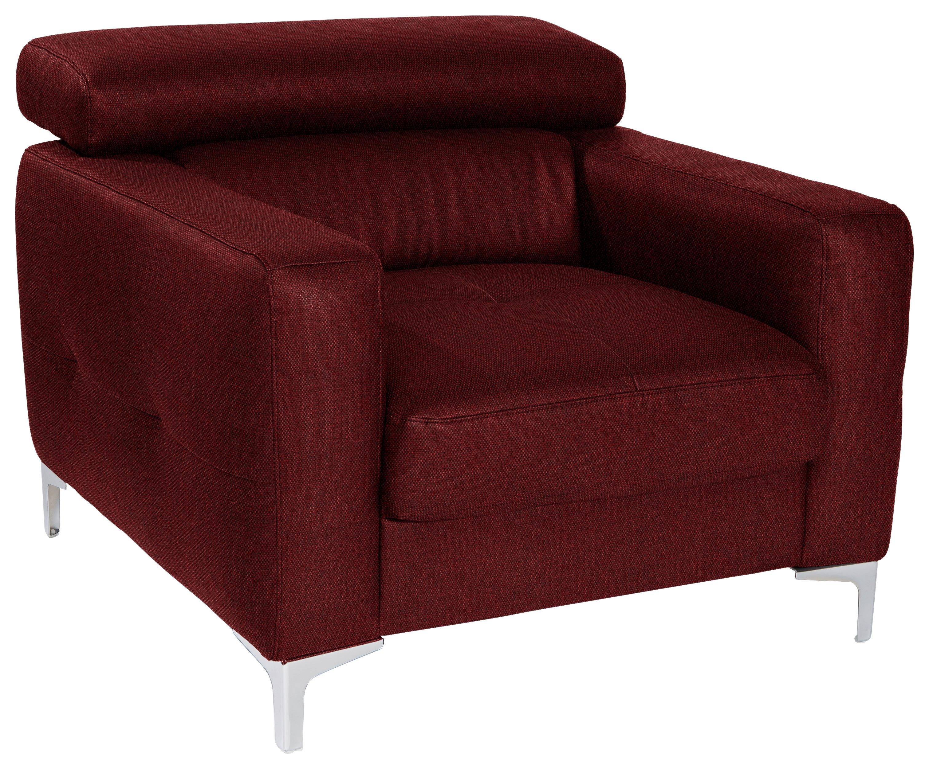 Polstersessel Sammy Dunkelrot - Chromfarben/Dunkelrot, Design, Textil (99/78-92/106cm) - Livetastic