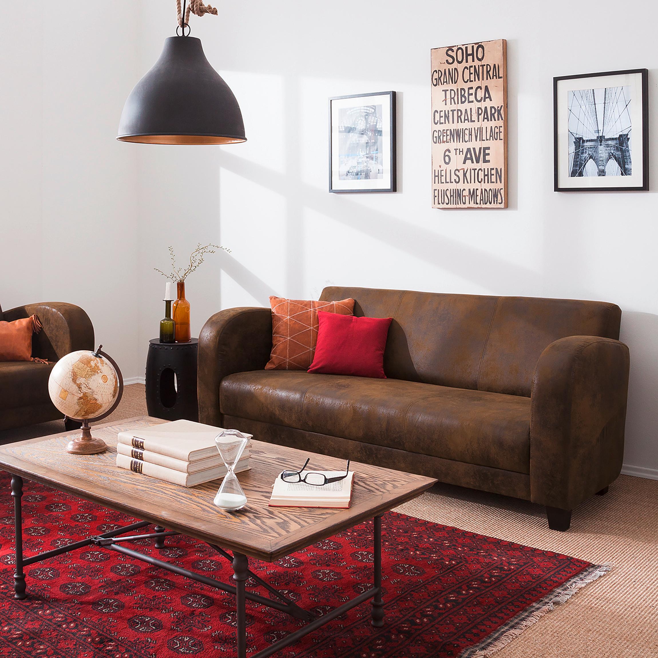 3-sitzer-sofa Antis Braun B: 190 Cm - Dunkelbraun/Braun, Design, Textil (190/80/89cm) - Livetastic