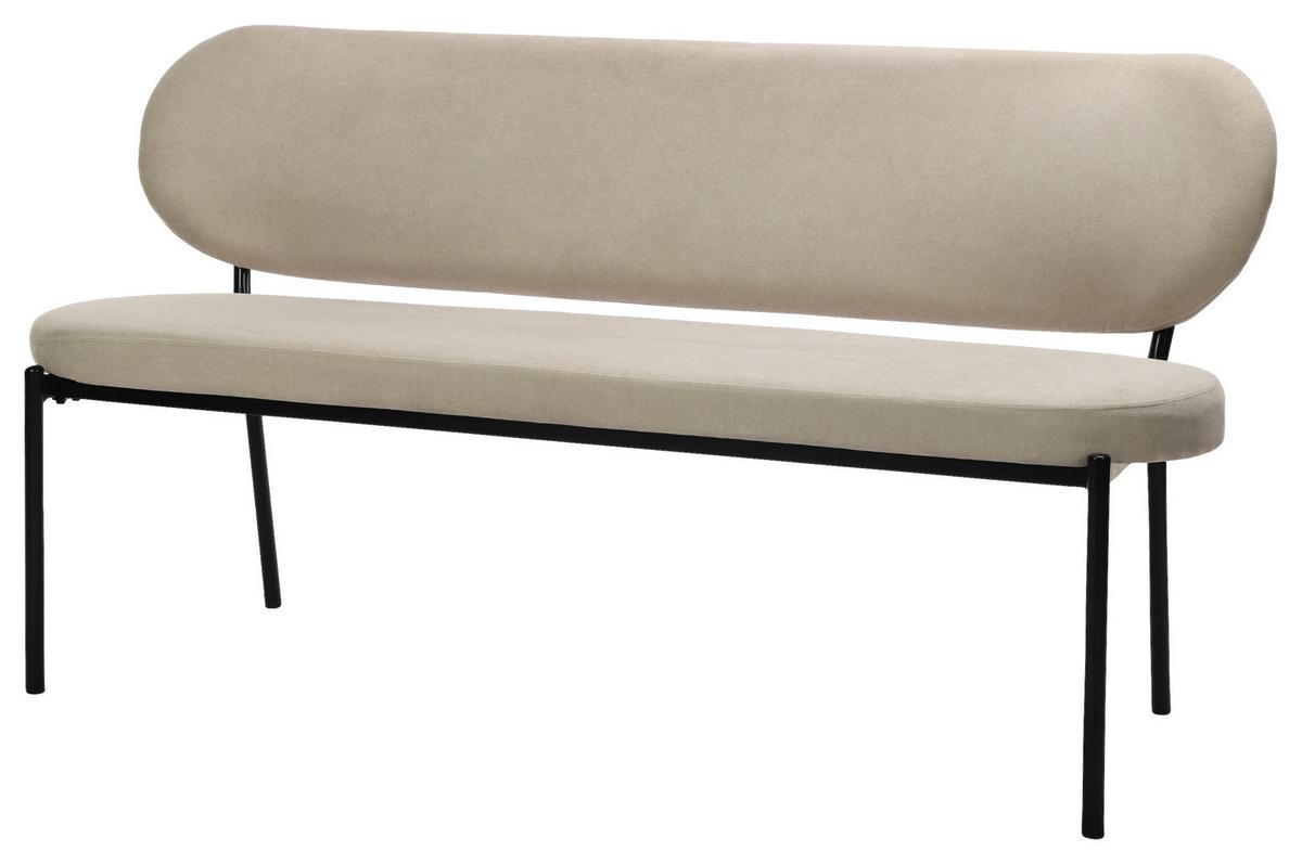 Sitzbank Jersey Schwarz, Taupe B: 160 cm - Taupe/Schwarz, Design, Textil/Metall (160/82/62cm) - MID.YOU