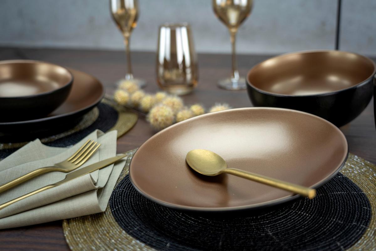 Kombinovaná souprava 16-dílná - černá/barvy zlata, Trend, keramika (33/35/34cm) - Creatable