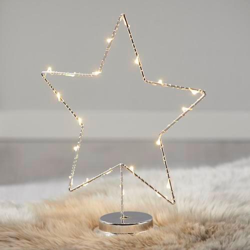 Dekoračná hviezda s LED 'FRISO' - strieborná, Modern, kov (27/8,5/31,5cm) - Bessagi Home