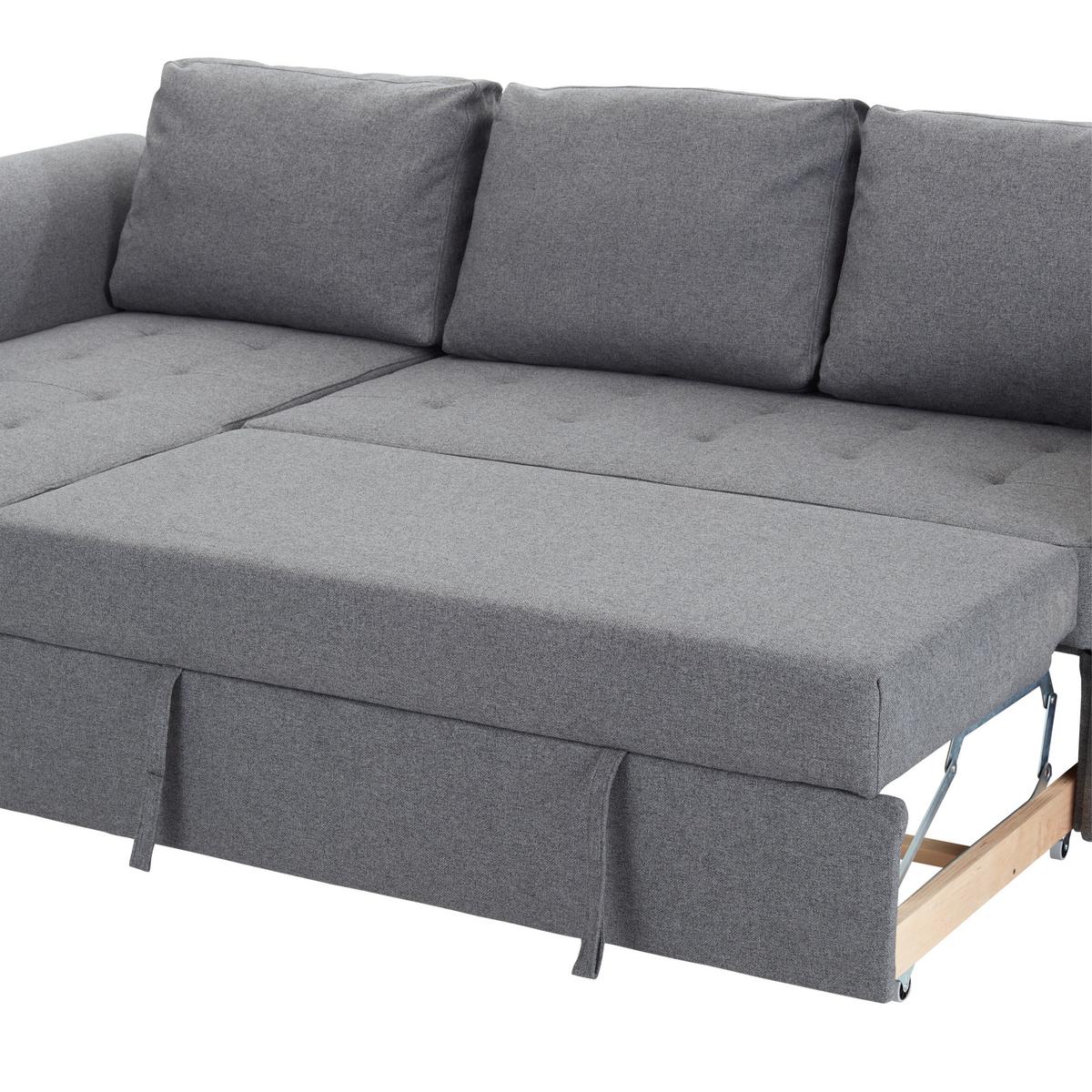 Ecksofa mit Schlaffunktion + Bettkasten Lasse Textil - Anthrazit/Schwarz, MODERN, Textil (260/155cm) - Ondega