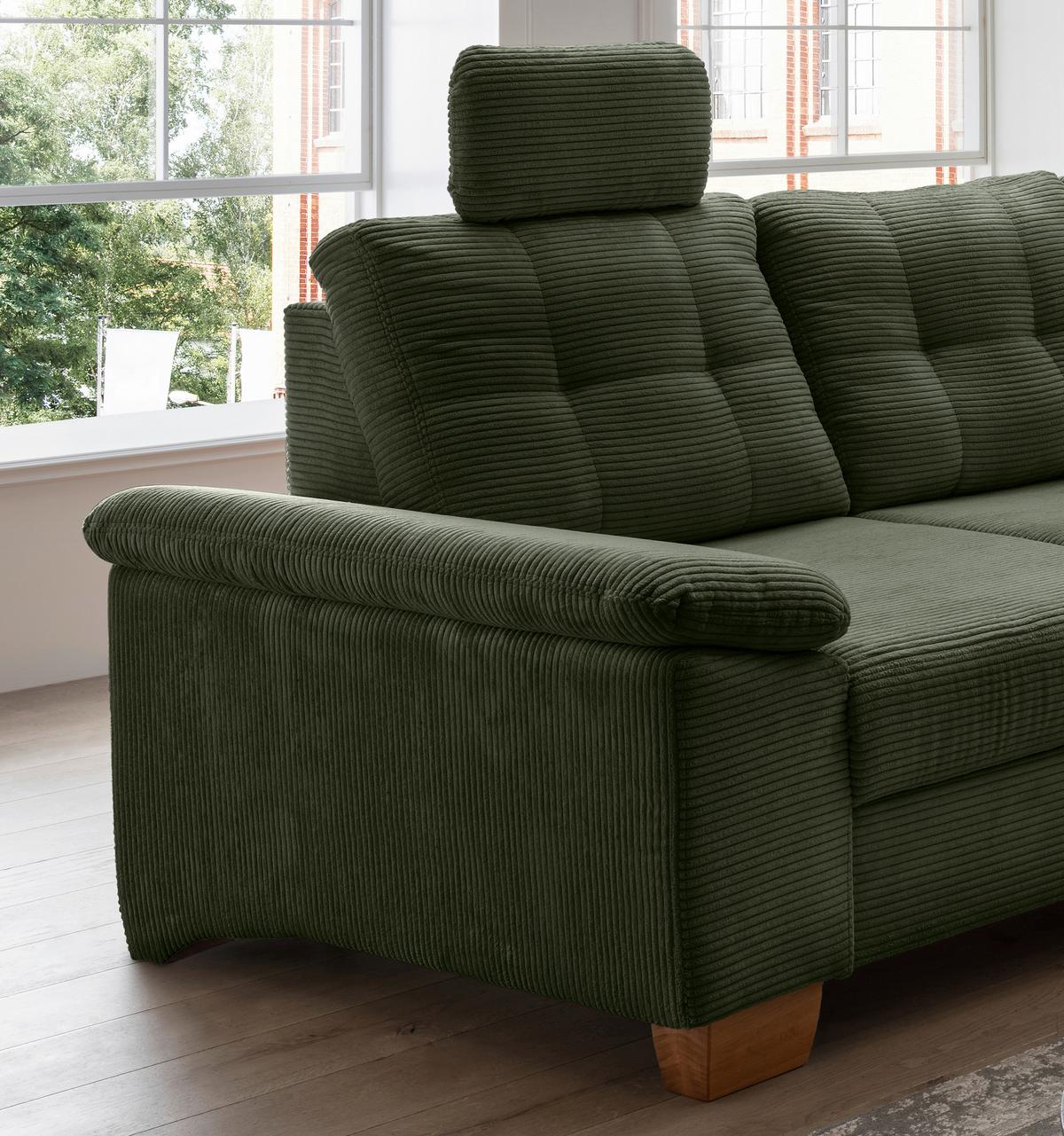 Ecksofa Brizzini Dunkelgrün S: 270x176 Cm - Dunkelgrün/Naturfarben, MODERN, Textil (270/176cm) - Livetastic