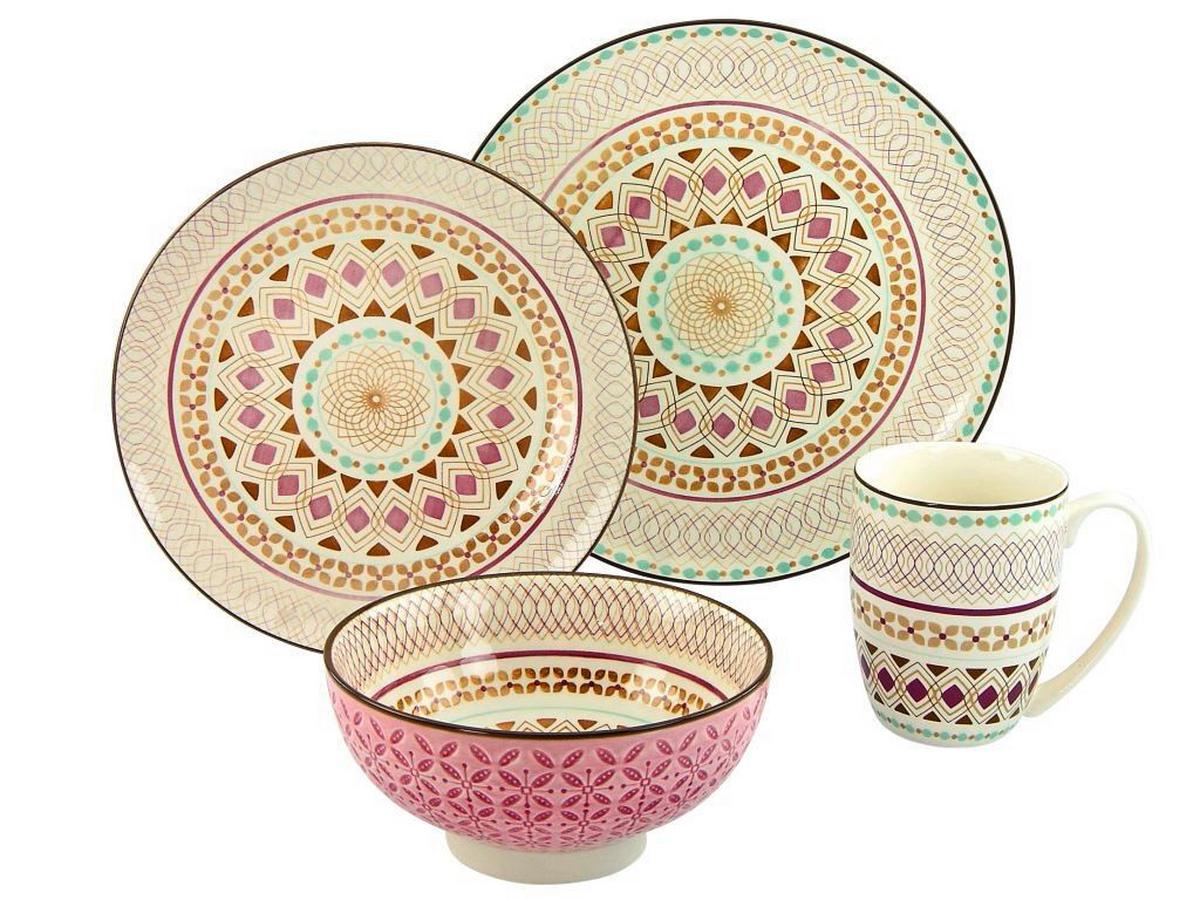 Kombinovaný servis MANDALA, 16-dielna - viacfarebná, Basics, keramika - Creatable