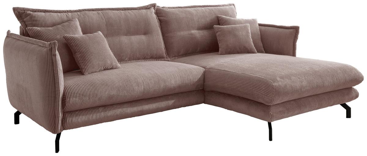 Ecksofa Lava Rosa S: 255/180 cm - Schwarz/Rosa, MODERN, Textil (255/180cm) - Livetastic