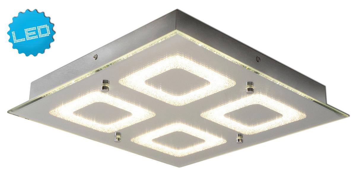 LED-Deckenleuchte Mirror L: 36 cm mit Kristallglas - Chromfarben, Basics, Glas/Metall (5,8cm) - Näve