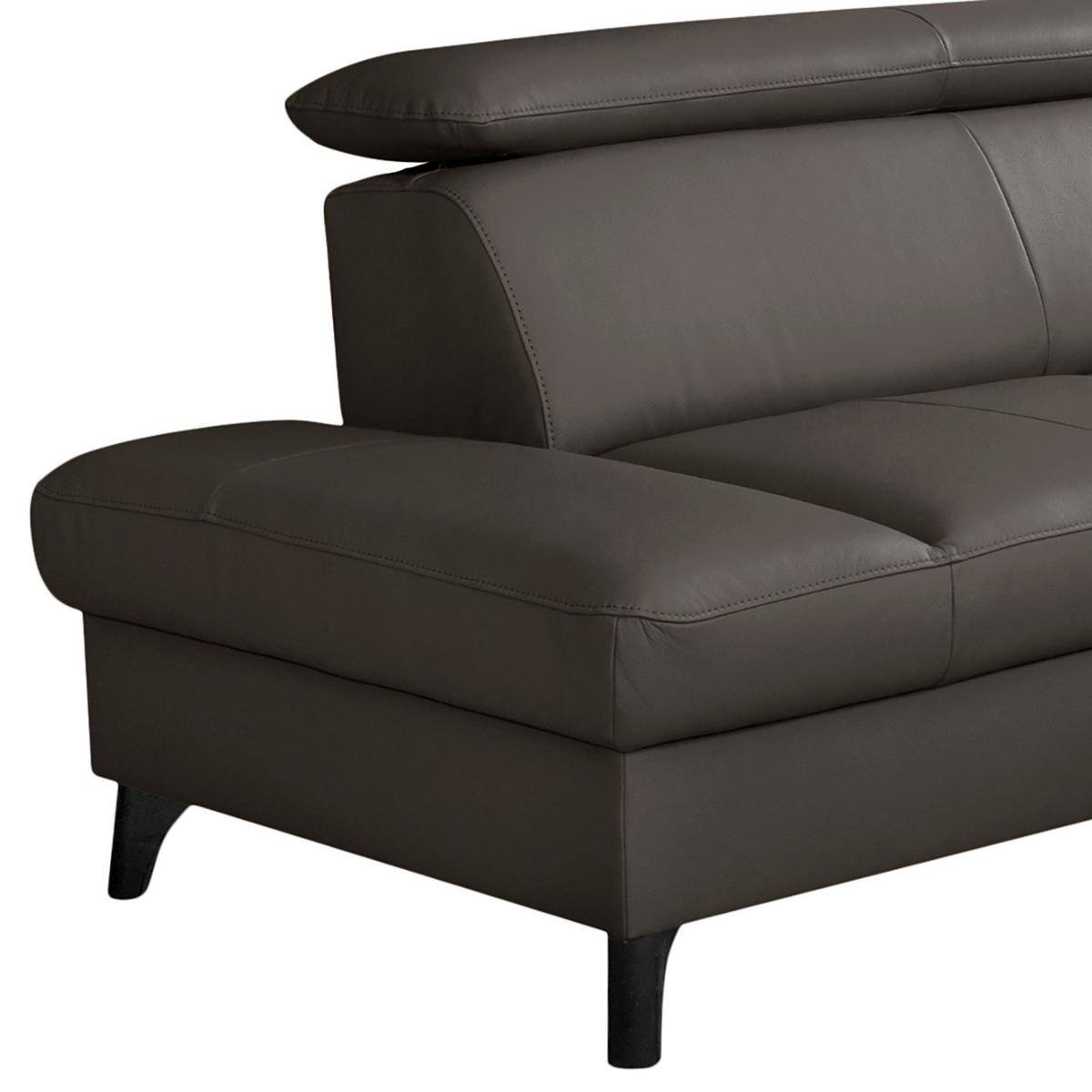 Ecksofa Note New Teilleder Dunkelbraun 199x244 - Dunkelbraun/Schwarz, Design, Leder/Textil (199/244cm) - Livetastic