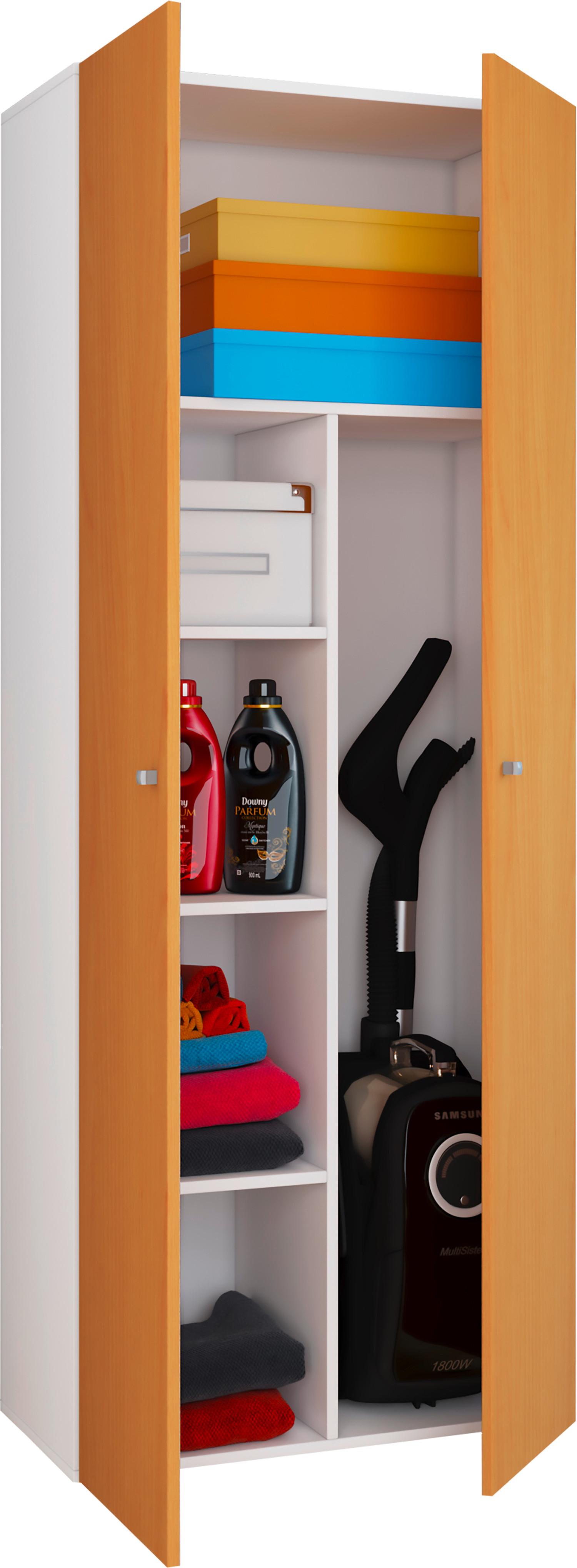 Mehrzweckschrank Vandol Weiß, Buchefarben Dekor B:70cm