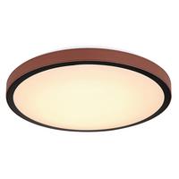LED-Deckenleuchte Ø 42 cm mit Farbtemperaturwechsler - Dunkelbraun/Opal, KONVENTIONELL, Leder/Kunststoff (42/9,5cm) - Globo
