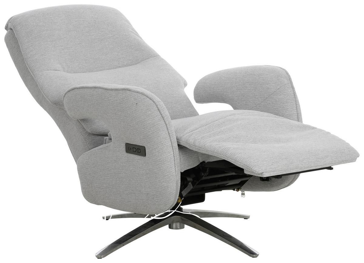 TV kreslo OTTAWA s relaxačnou funkciou - svetlosivá/chrómová, Modern, kov/drevo (74/115/92cm)