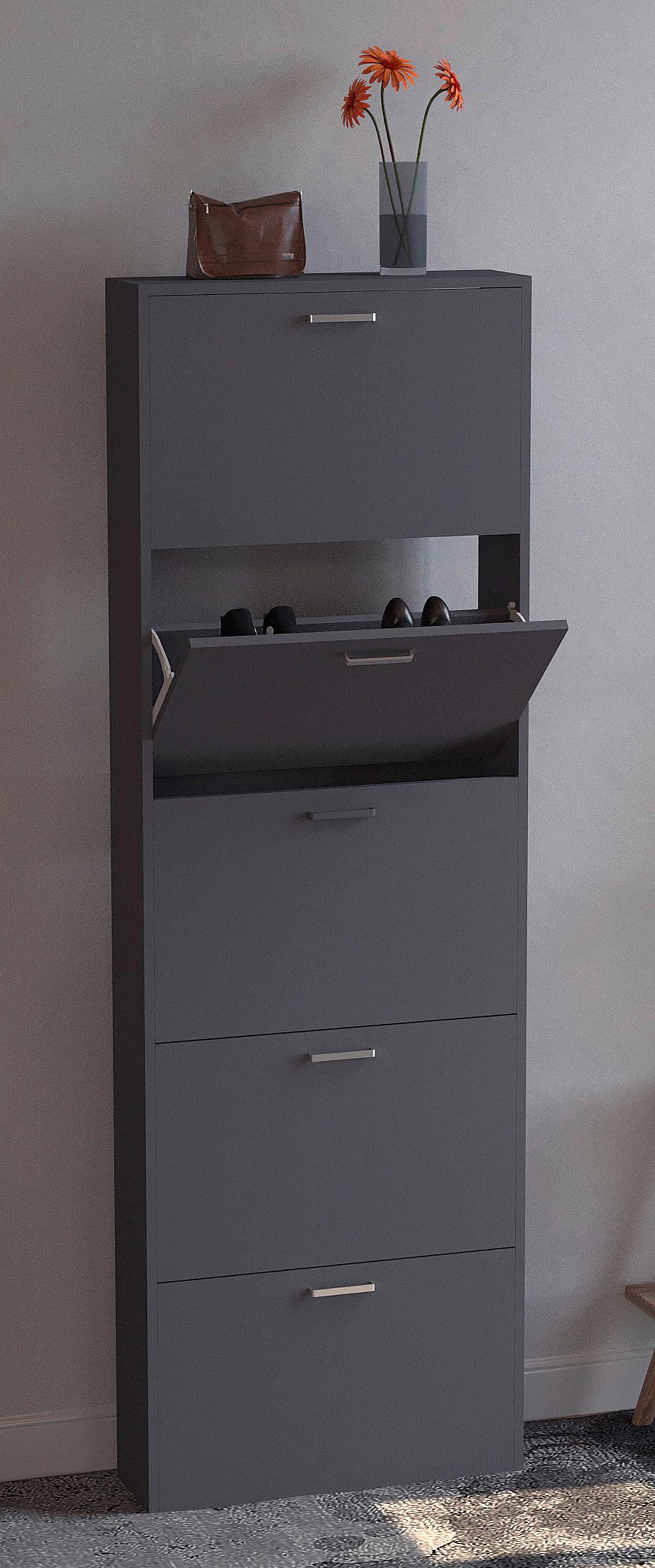 Schuhschrank Sulos Anthrazit B: 59 cm - Anthrazit, Design, Holzwerkstoff (59/179/17cm) - MID.YOU