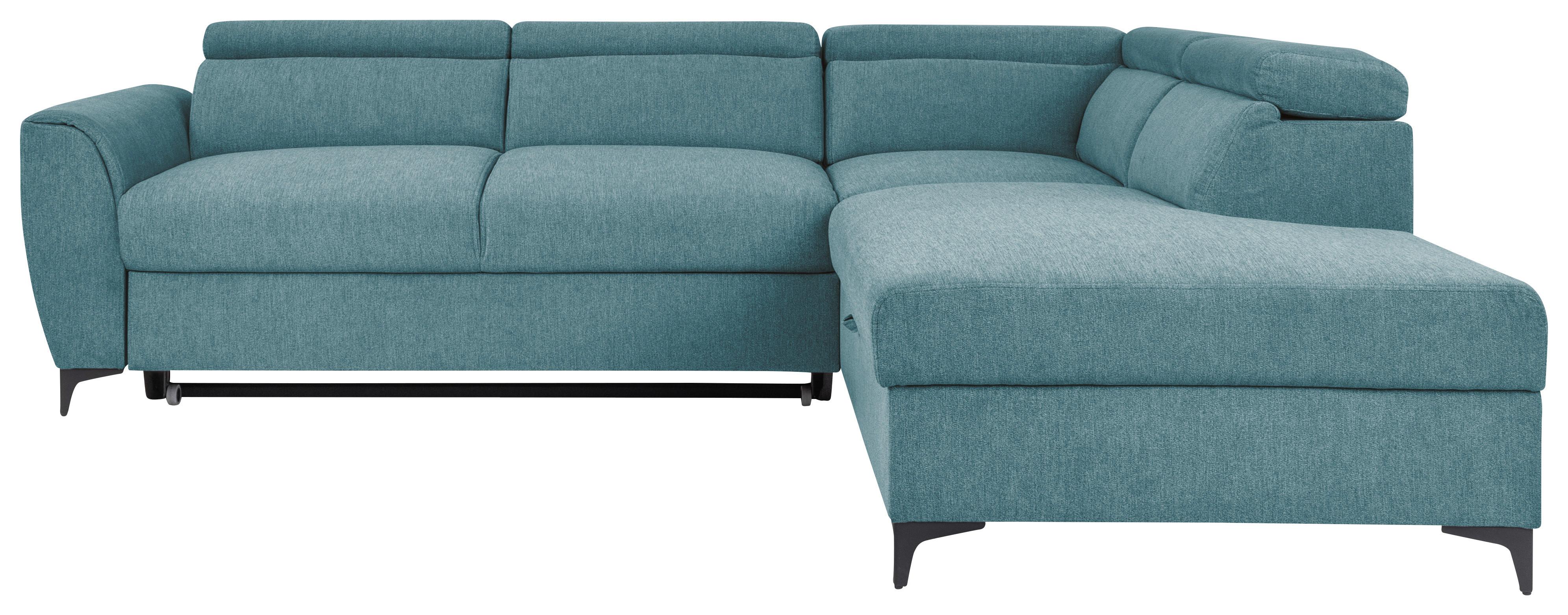 Ecksofa mit Schlaffunktion & Bettkasten Lapis Petrol - Petrol/Schwarz, KONVENTIONELL, Textil (255/217cm) - MID.YOU