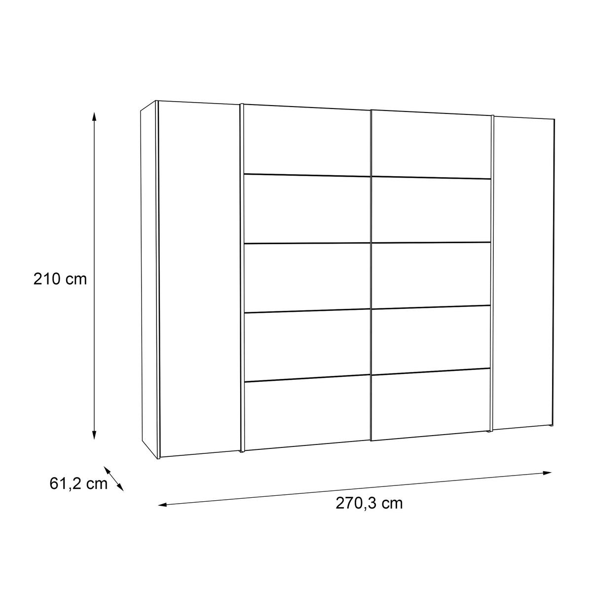 Drehtürenschrank 270cm Narago, Eichefarben/Dunkelgrau - Eichefarben/Dunkelgrau, MODERN, Holzwerkstoff/Kunststoff (270/210/61cm) - MID.YOU