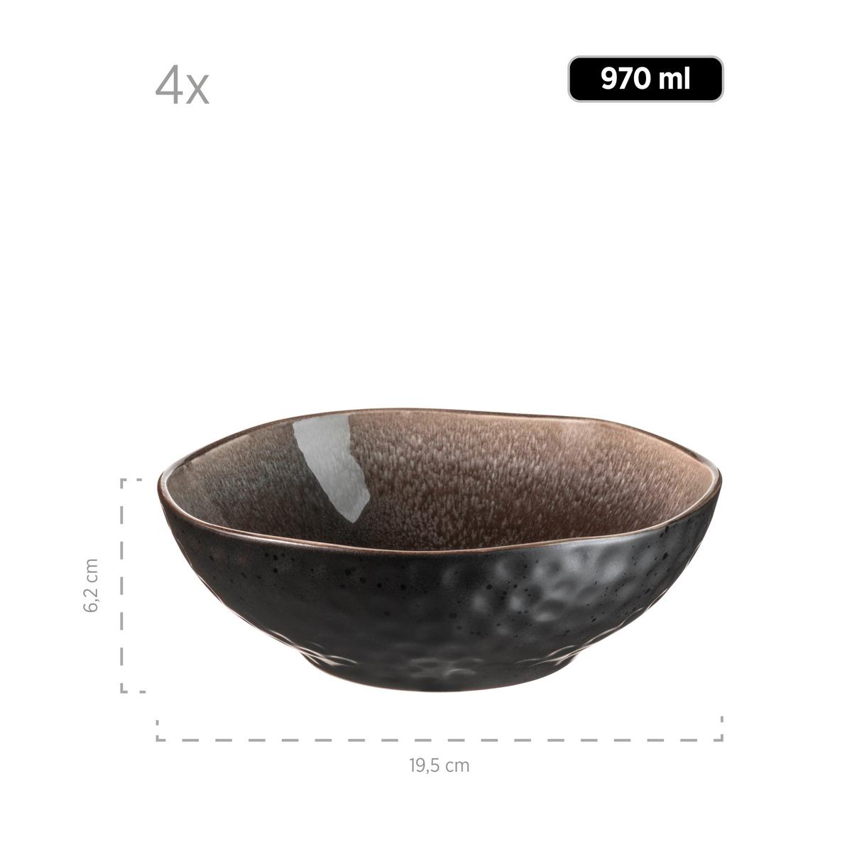 Schüsselset Niara Organic Steinzeug 9--Teilig. D: 10,5-26 Cm - Dunkelbraun, Basics, Keramik - Mäser