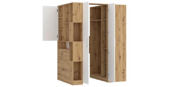 Eckschrank Begehbar mit Regal 120cm Box, Eiche Dekor/Weiß - Eichefarben/Weiß, MODERN, Holzwerkstoff (120/205/150cm) - Ondega