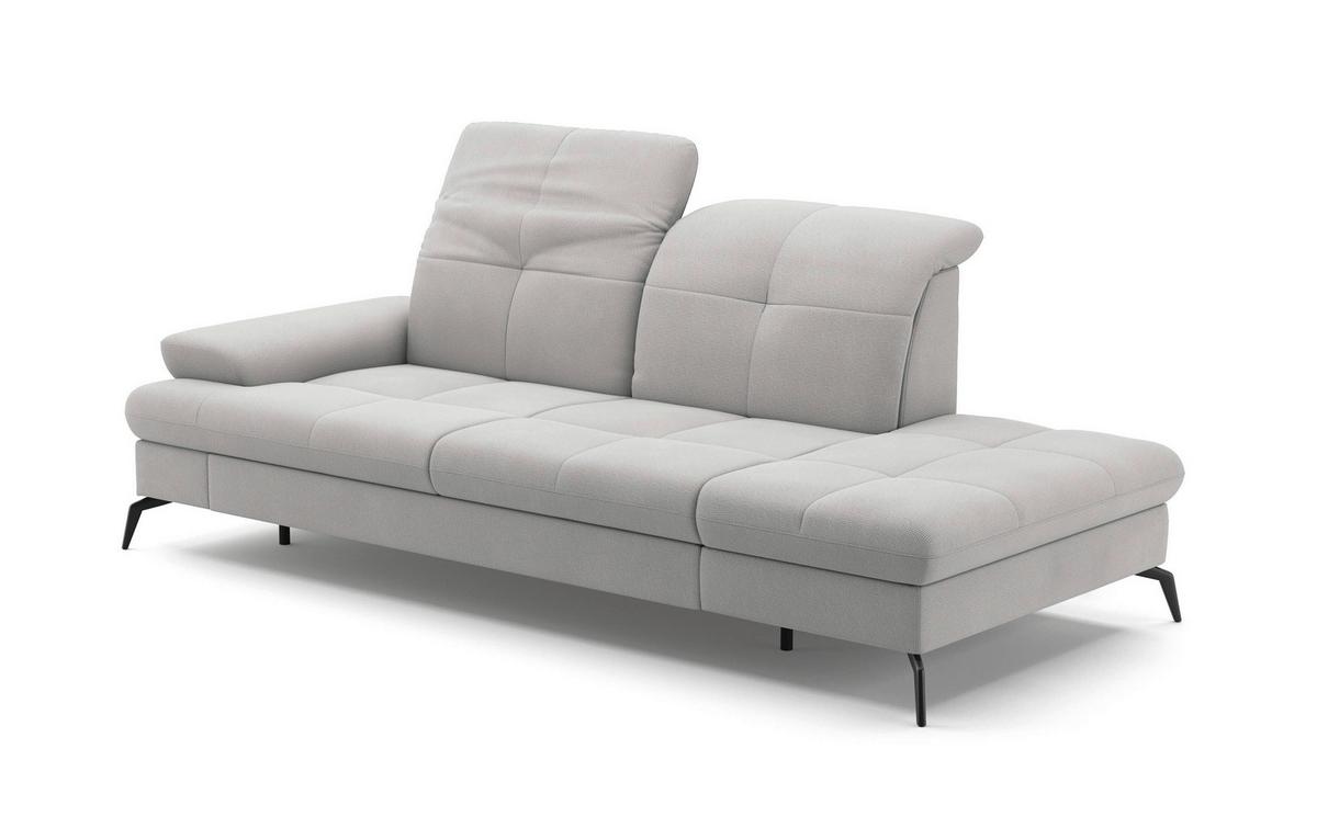 Récamiere Amica E, Silberfarben B: 231cm - Silberfarben/Schwarz, KONVENTIONELL, Textil (231/90/122cm) - Sit & More