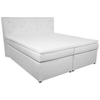 Boxspringbett im Lederlook mit Topper 180x200cm Luminosa - Schwarz/Weiß, MODERN, Textil (180/200cm)