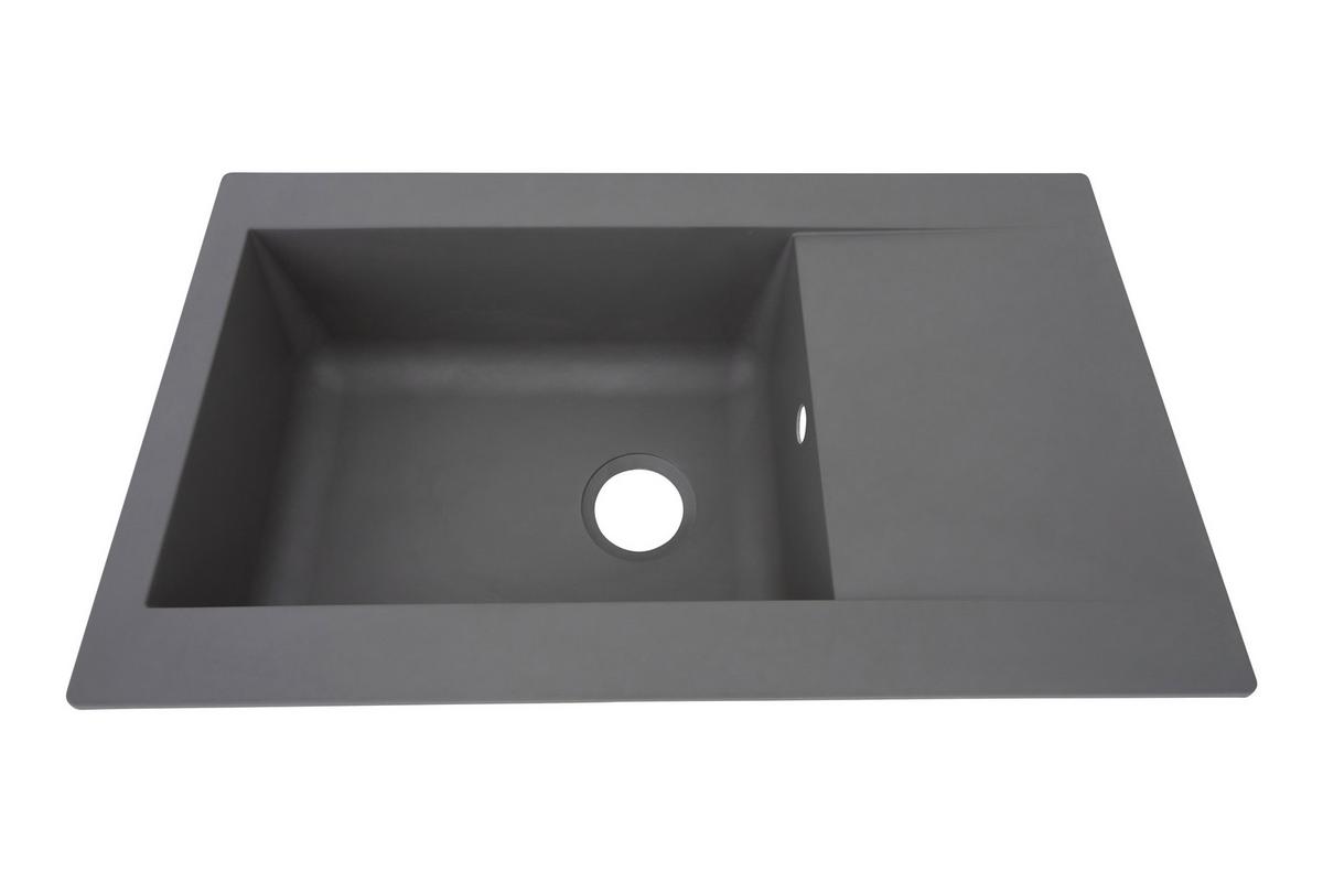 Spüle Respekta Denver Kunststein Bxt: 86x50 cm - Grau, Trend, Glas/Kunststoff (86/20/50cm) - Respekta