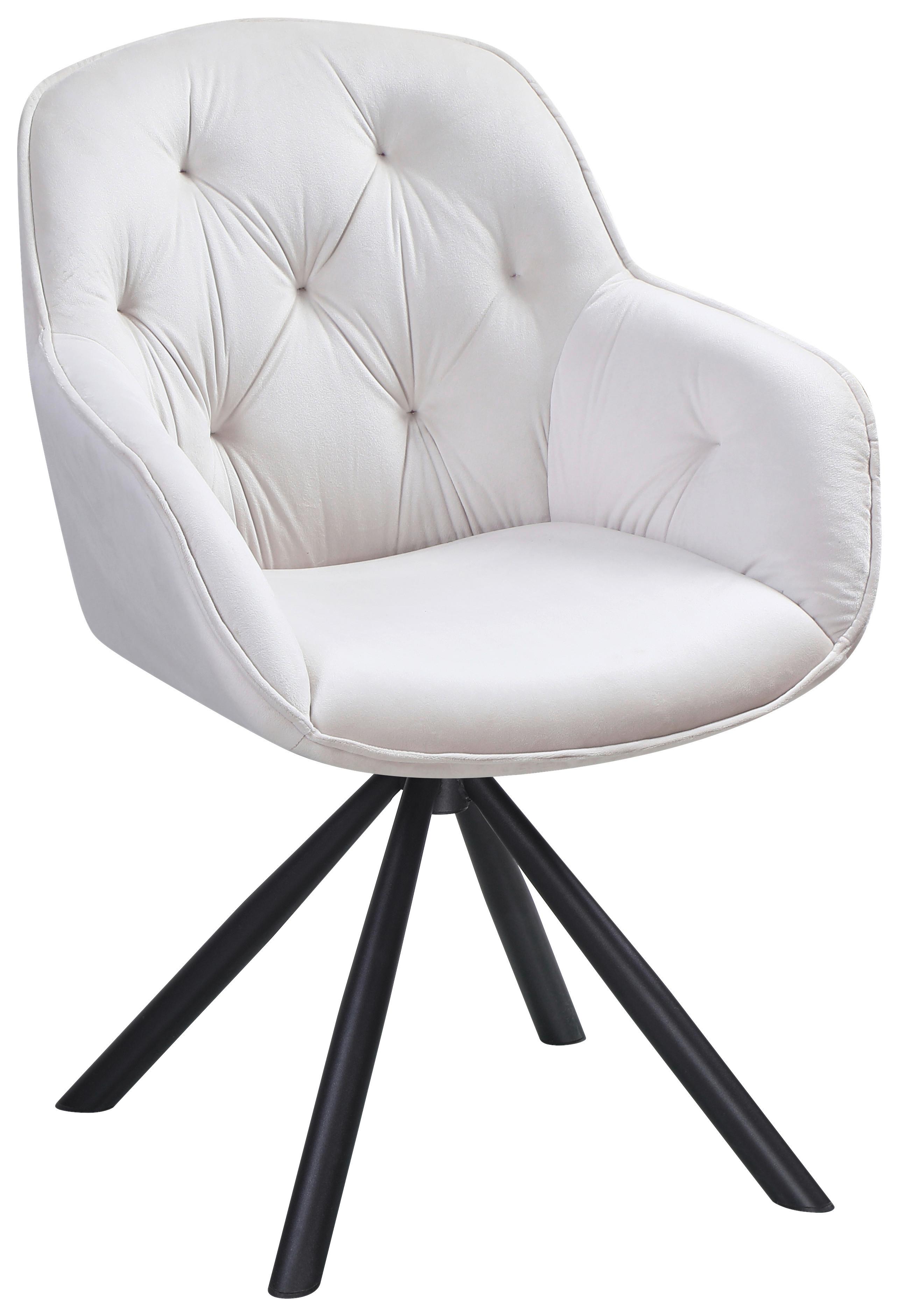 Armlehnstuhl Silvi Samt Beige 360° drehbar - Beige/Schwarz, KONVENTIONELL, Textil/Metall (62/85/62cm)