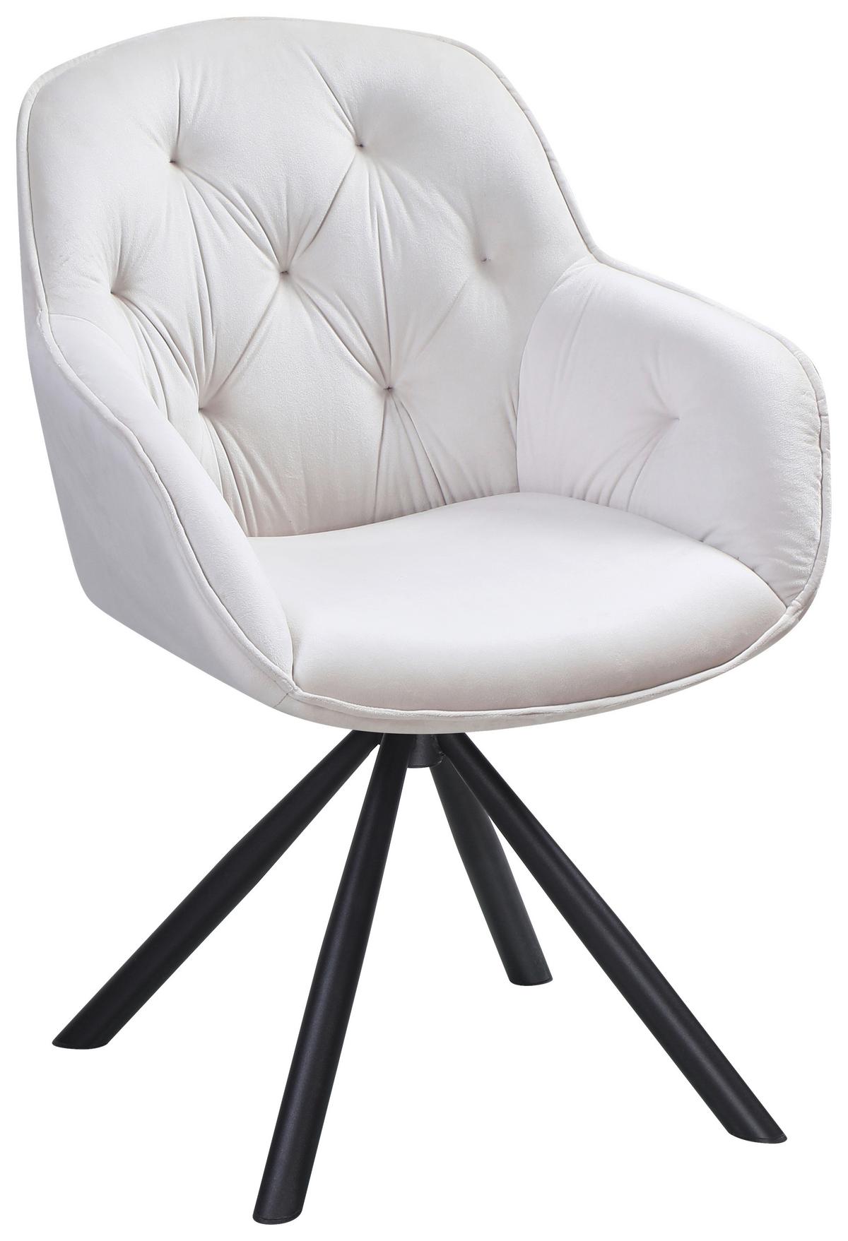 Armlehnstuhl Silvi Samt Beige 360° drehbar - Beige/Schwarz, KONVENTIONELL, Textil/Metall (62/85/62cm)