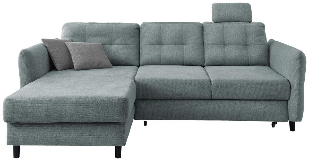 Ecksofa Brizzini Mintgrau S: 176/250-280 cm - Mintgrau/Blau, MODERN, Holz/Textil (176/250-280cm) - Livetastic