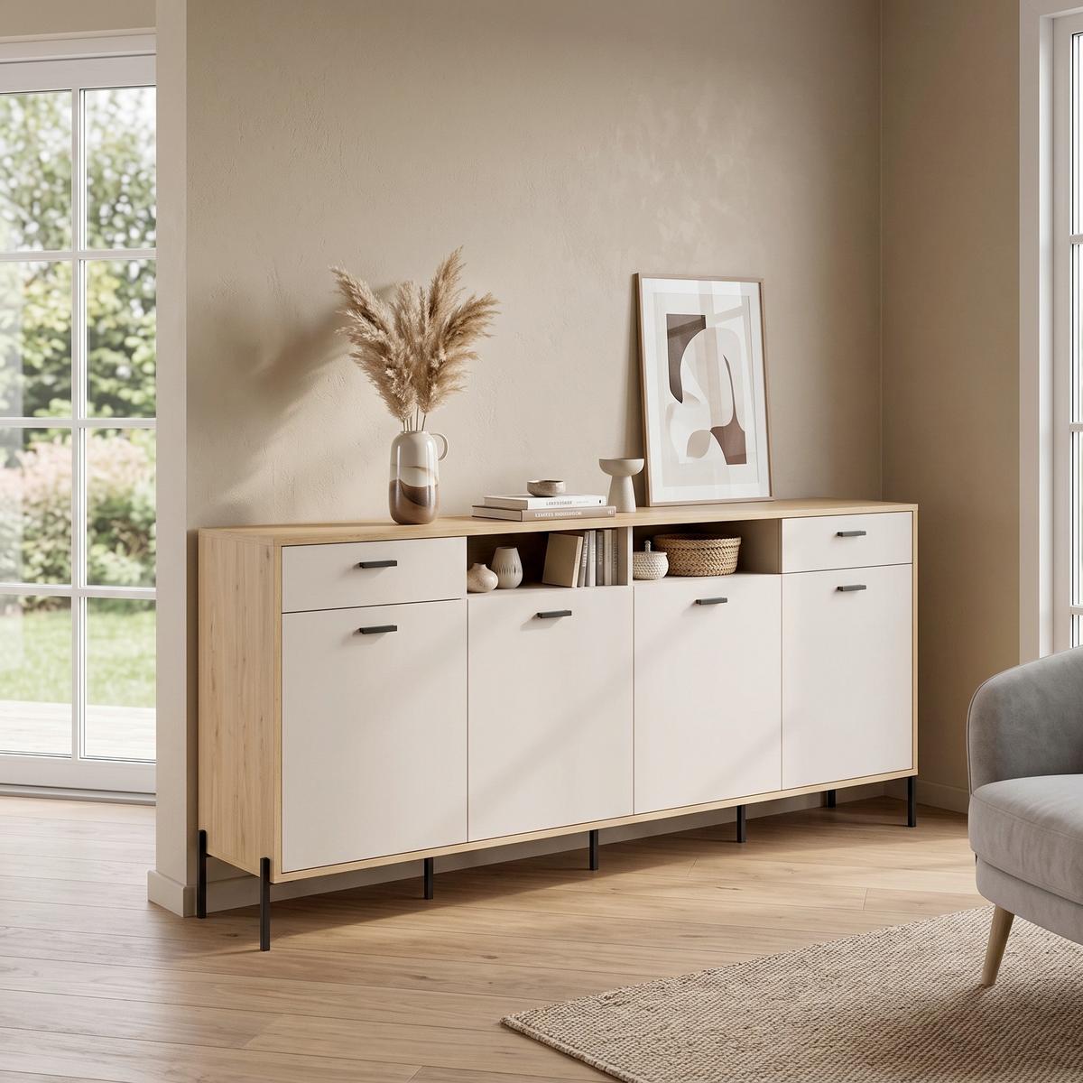 Sideboard Fredericia Eichefarben Kaschmir B: 205 cm - Kaschmir/Eichefarben, Design, Holzwerkstoff (205/94/40cm) - MID.YOU