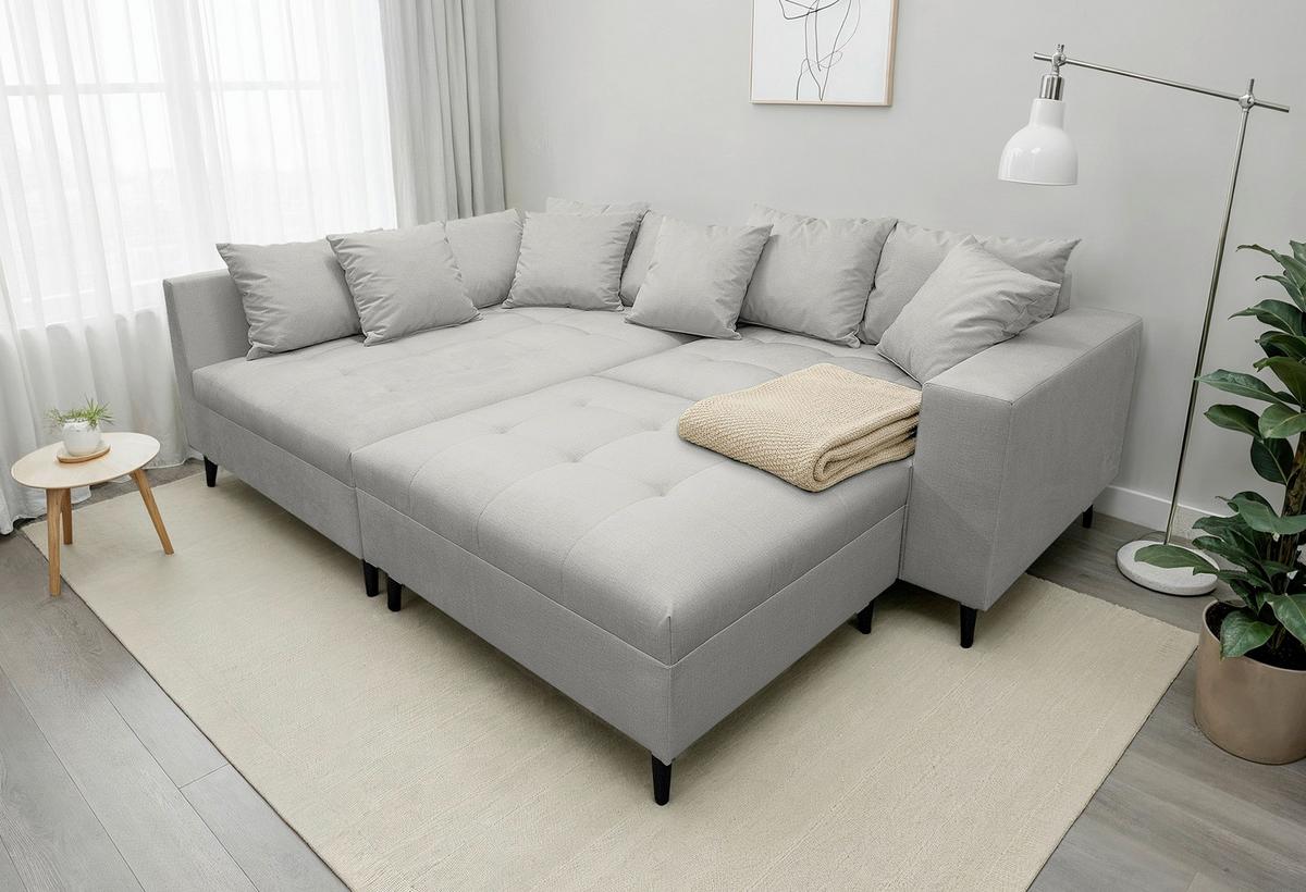 Ecksofa Pruno, Grau S: 174x247 Cm - Schwarz/Grau, Design, Textil (174/247cm) - MID.YOU