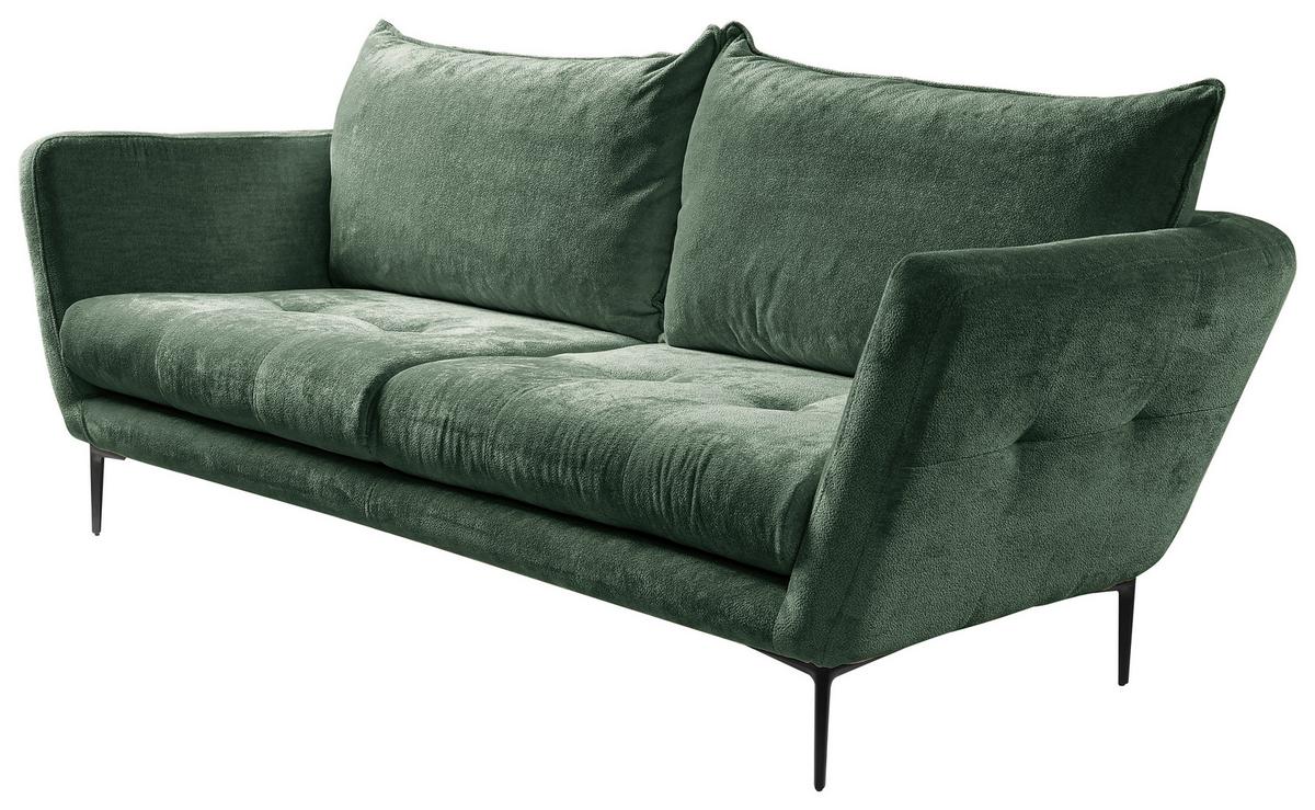 Sofa Ankona Grün/Schwarz, 225 cm - Schwarz/Grün, Design, Textil (225/86/95cm) - MID.YOU