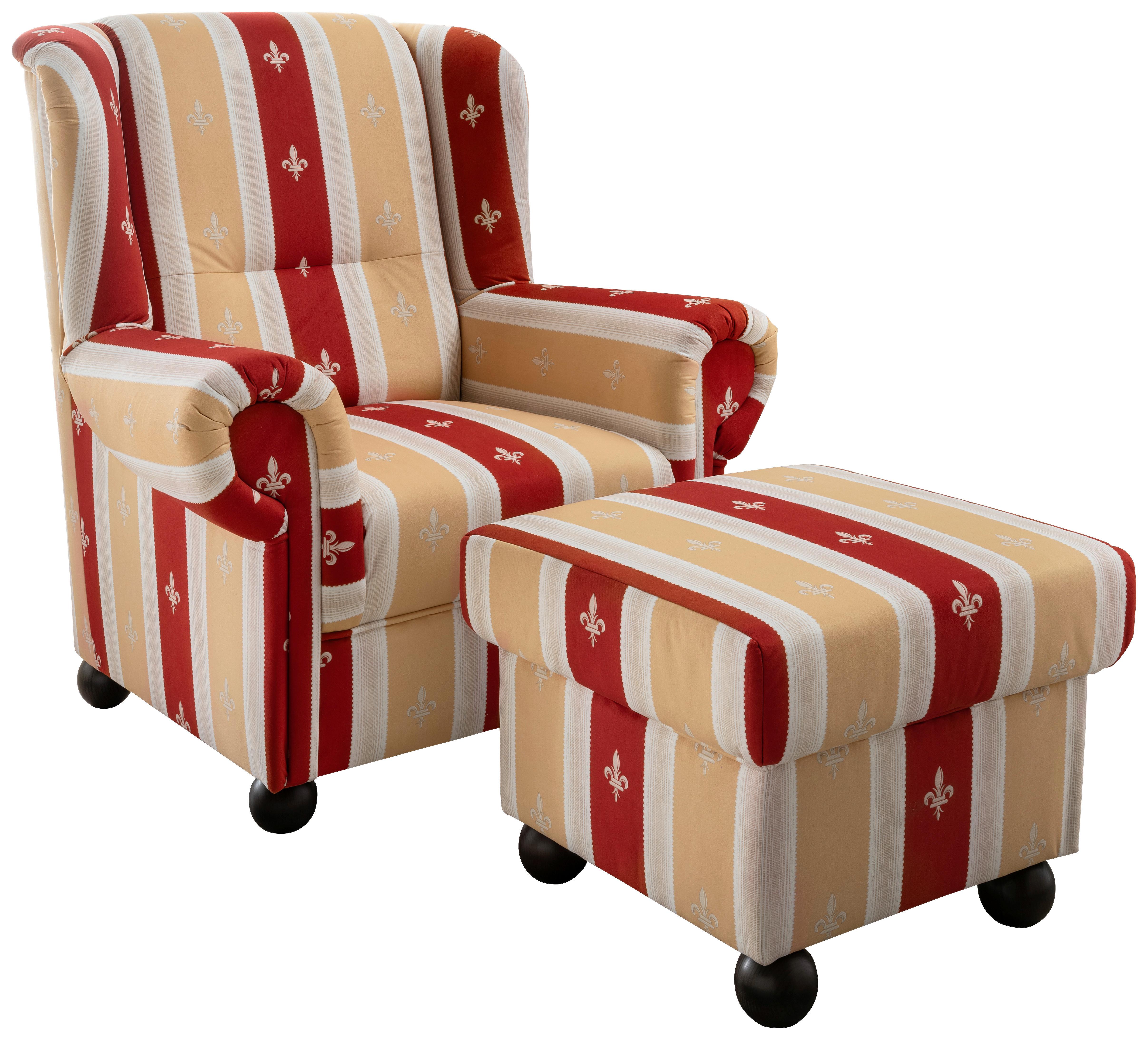 Relaxsessel mit Hocker Torello Gestreift Rot