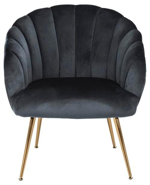 Lounge Kreslo DANIELLA šedá - zlatá/tmavosivá, Design, kov/textil (76/81/76cm) - Livetastic