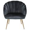 Esszimmerstuhl Daniella Dunkelgrau Gepolstert - Dunkelgrau/Goldfarben, Design, Textil/Metall (76/81/76cm) - Livetastic