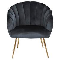 Lounge Křeslo DANIELLA šedá - tmavě šedá/barvy zlata, Design, kov/textil (76/81/76cm) - Livetastic