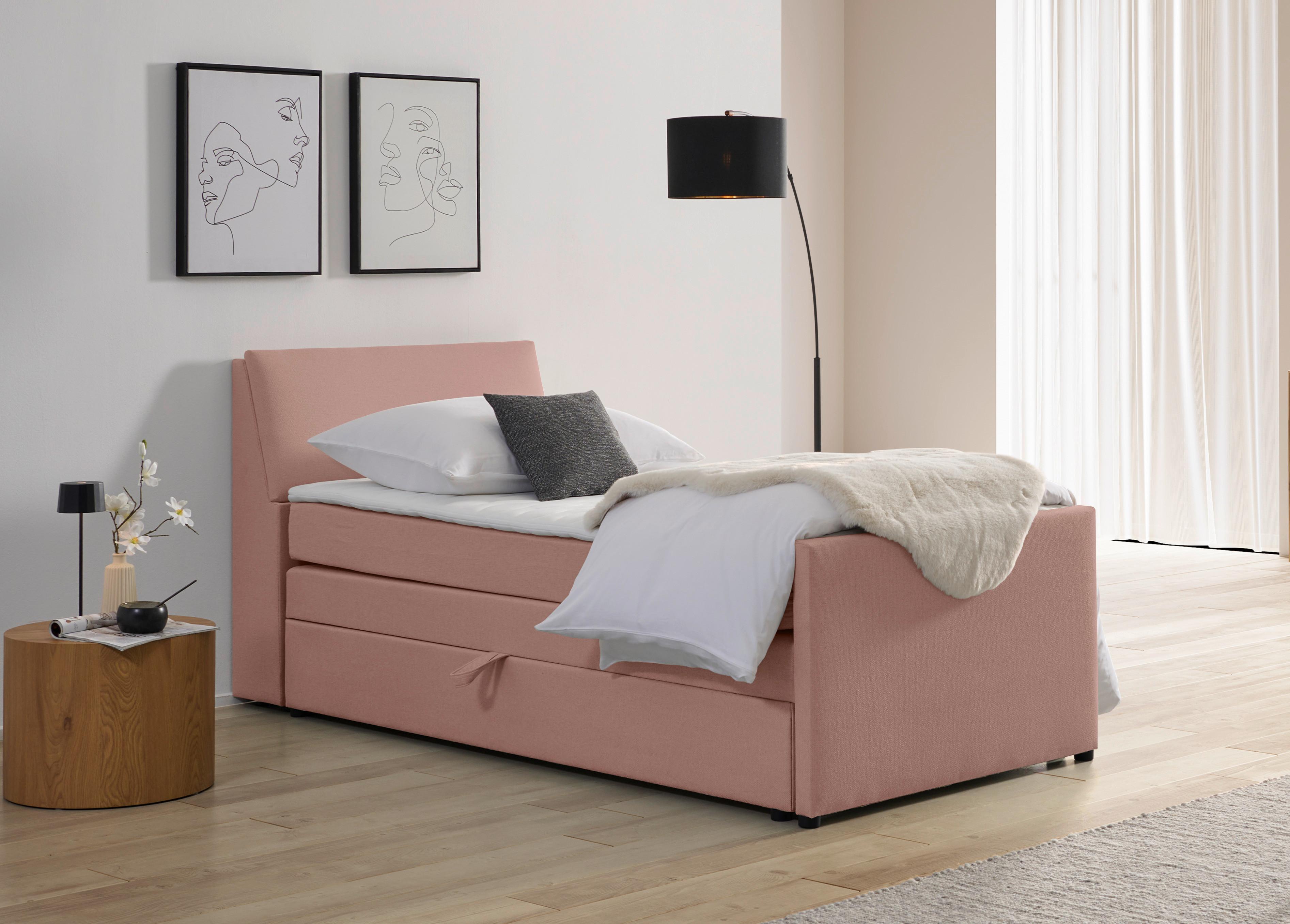 Boxspringbett Mit Bettkasten Nida 100x200 Cm Altrosa - Altrosa/Schwarz, MODERN, Holz/Textil (100/200cm) - MID.YOU